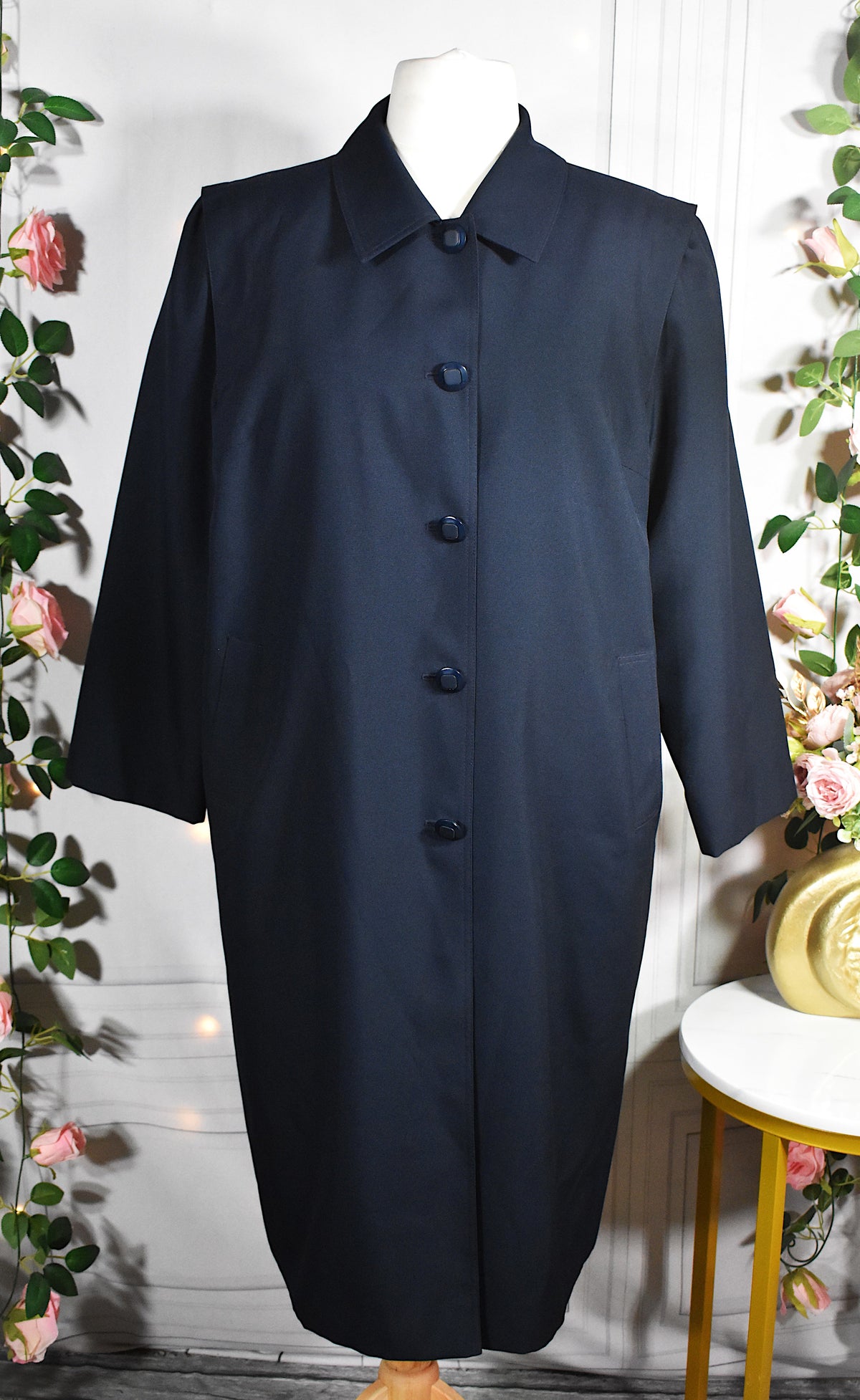 Gabardine bleu marine mi-longue