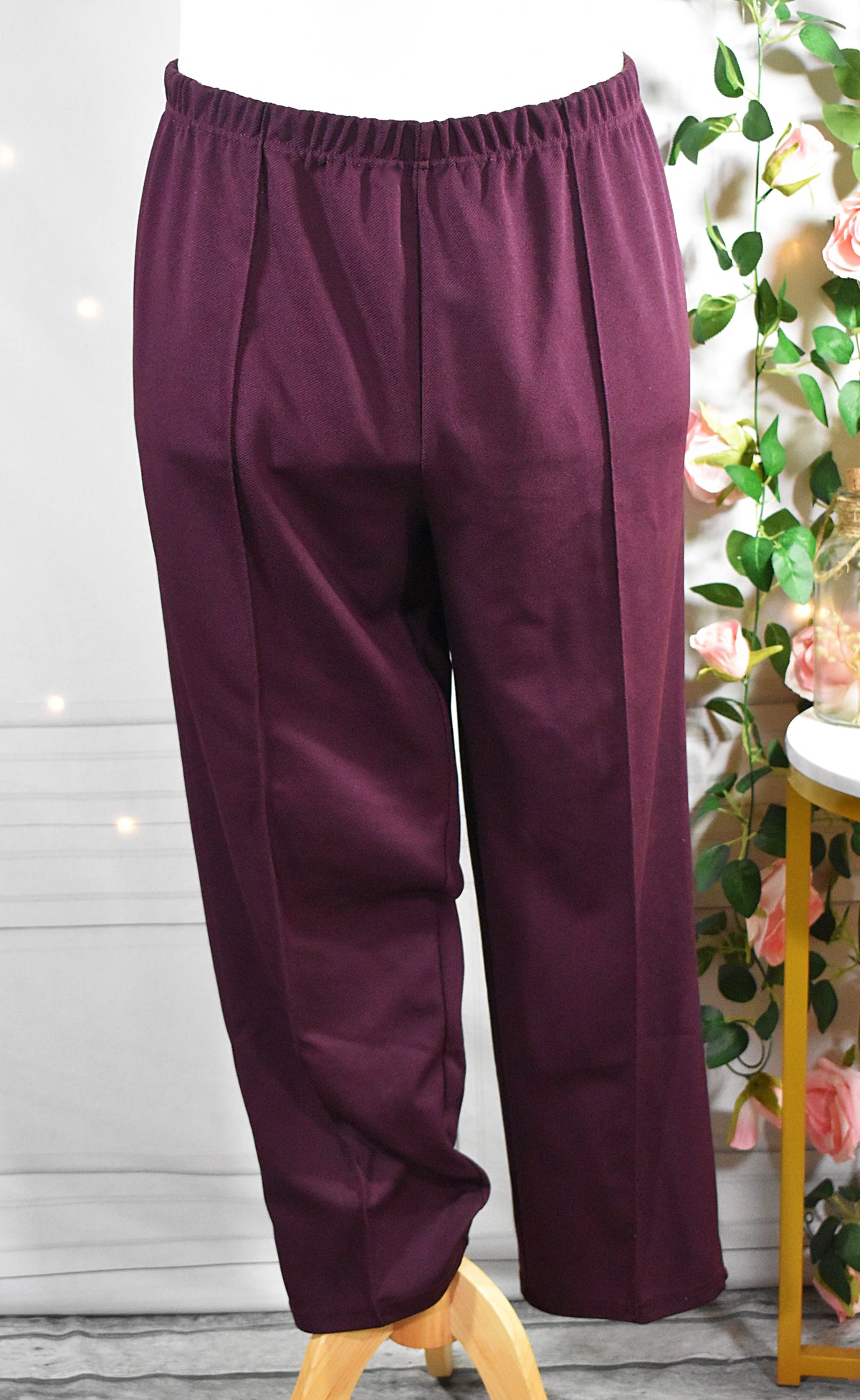 Pantalon à pinces prune