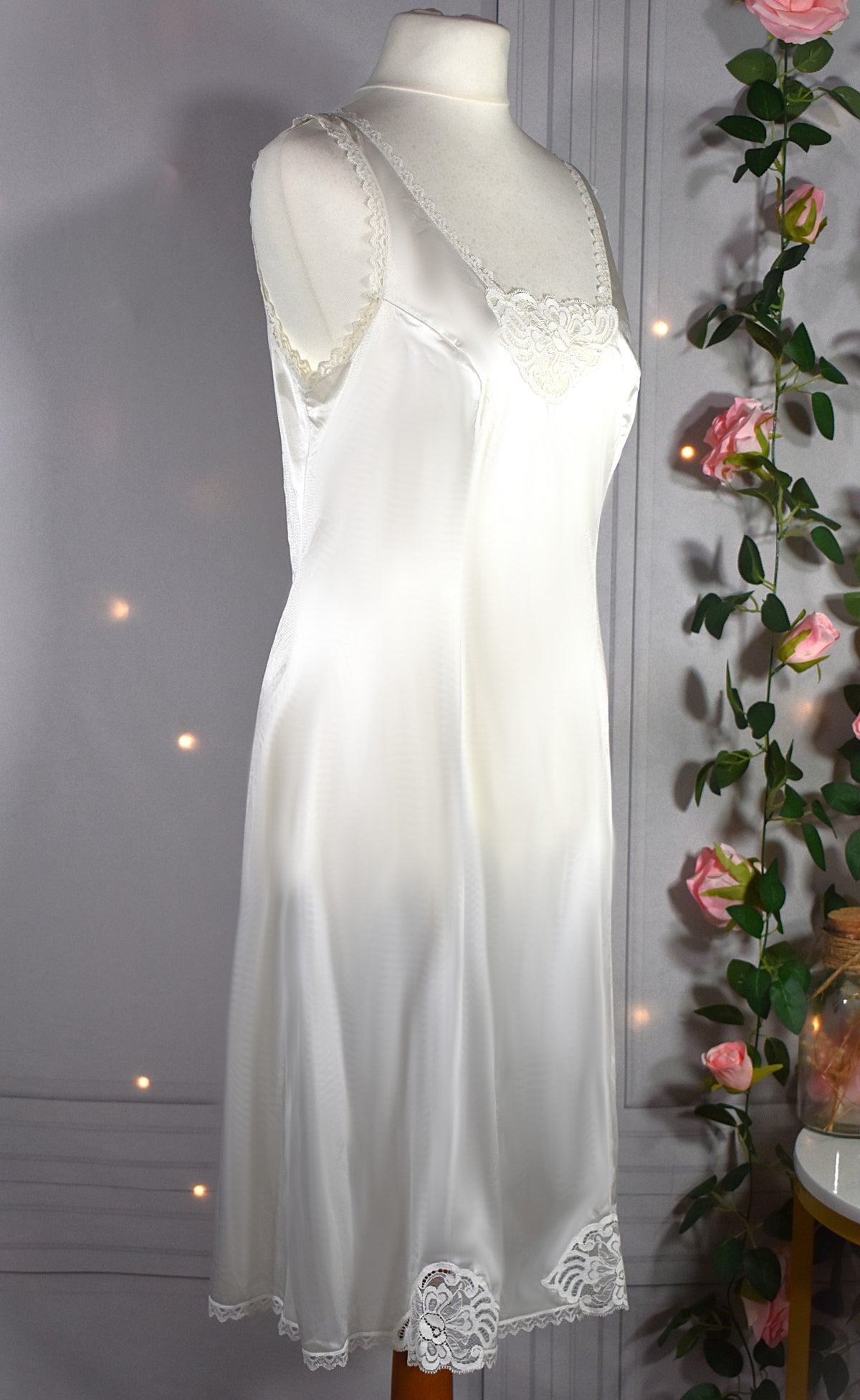 Fond de robe satin & dentelle blanc