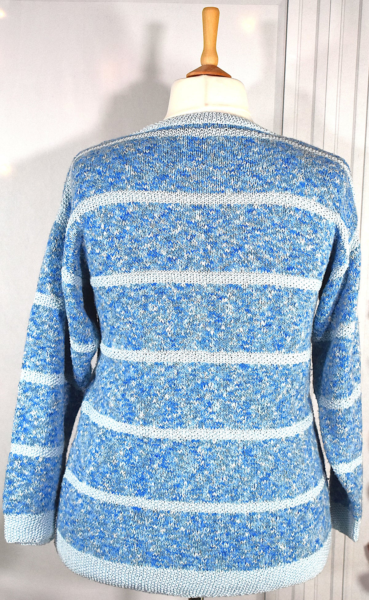 Gilet vintage fait main tons bleus marbrés