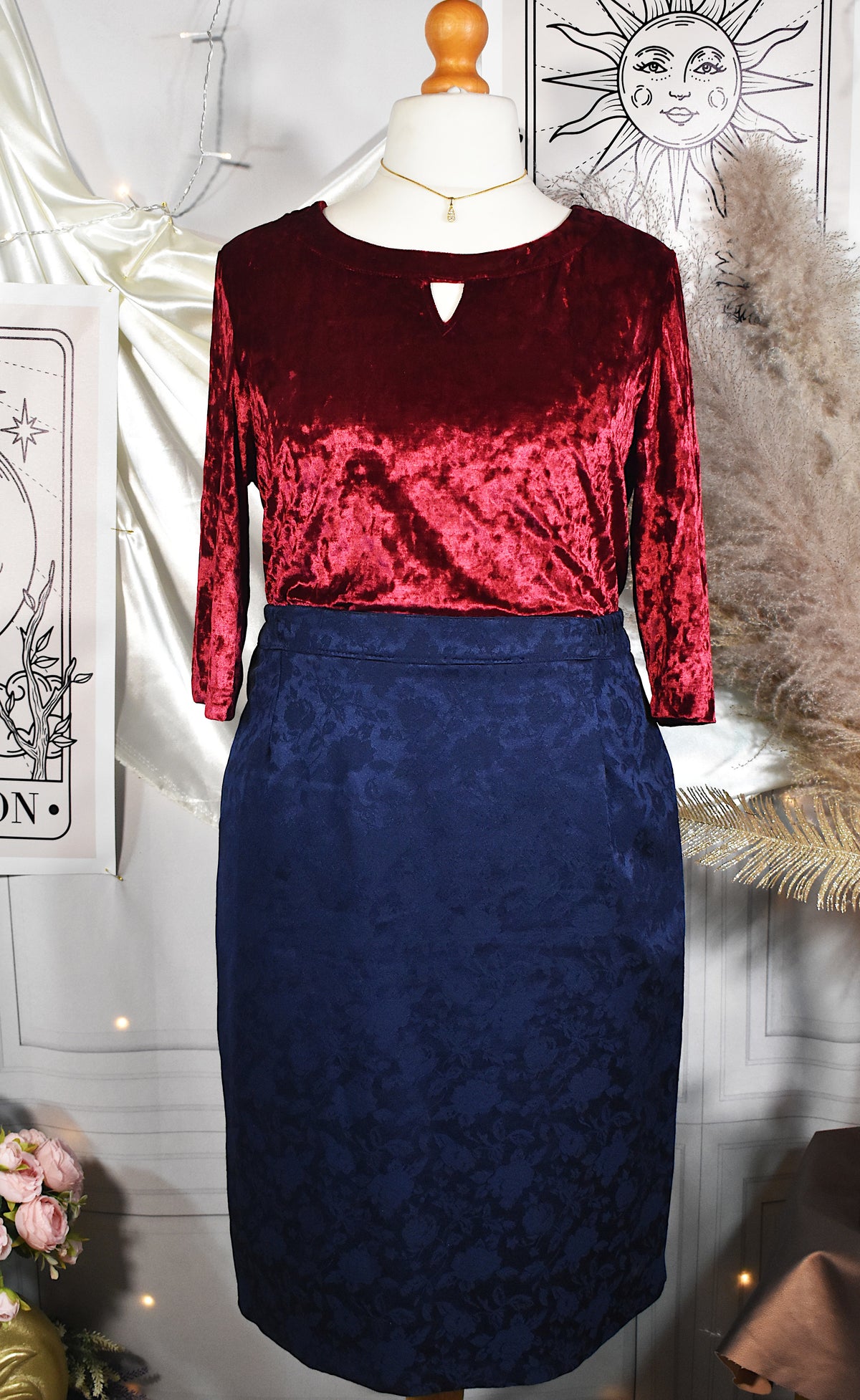 Top vintage en velours rouge bordeaux