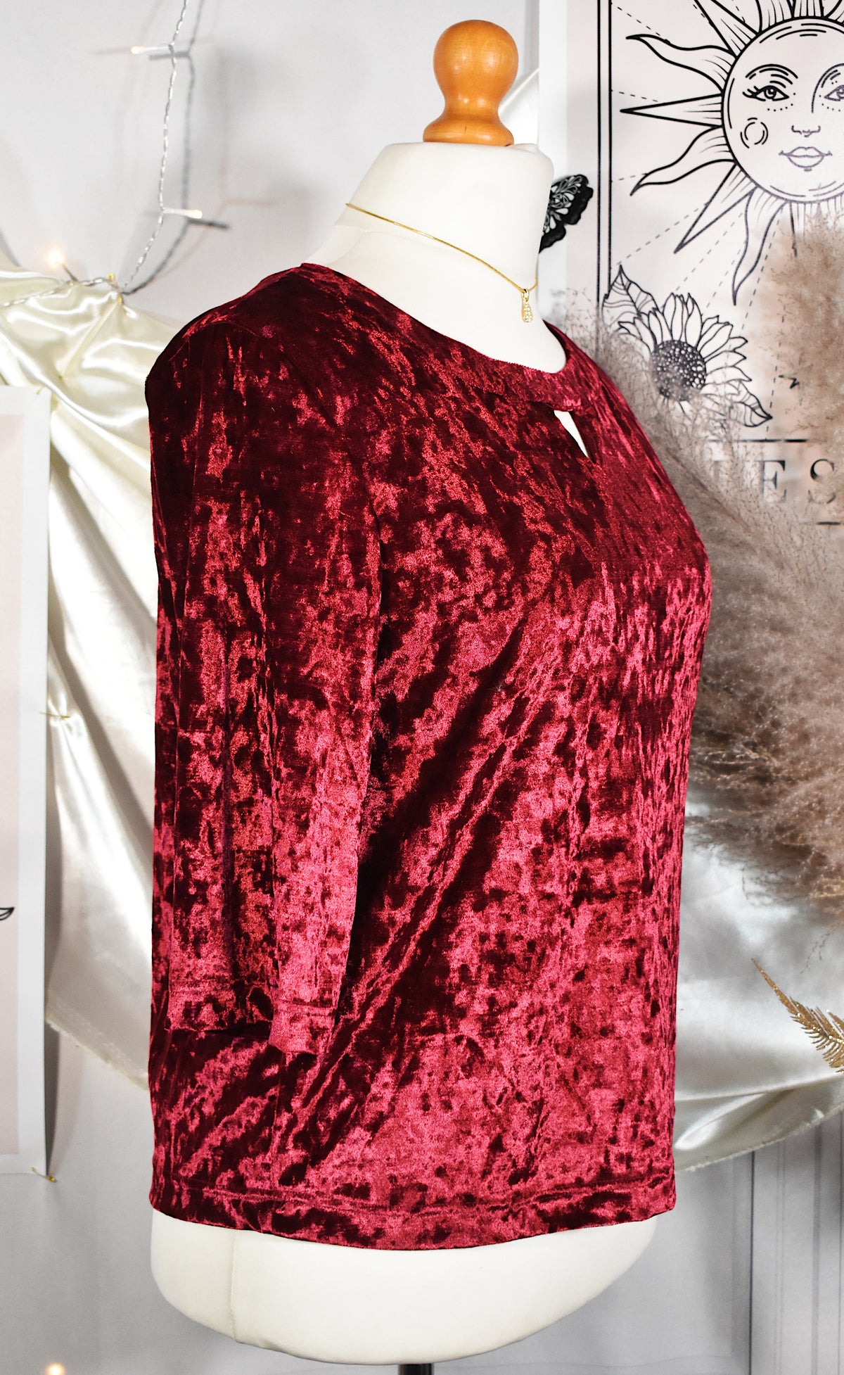Top vintage en velours rouge bordeaux
