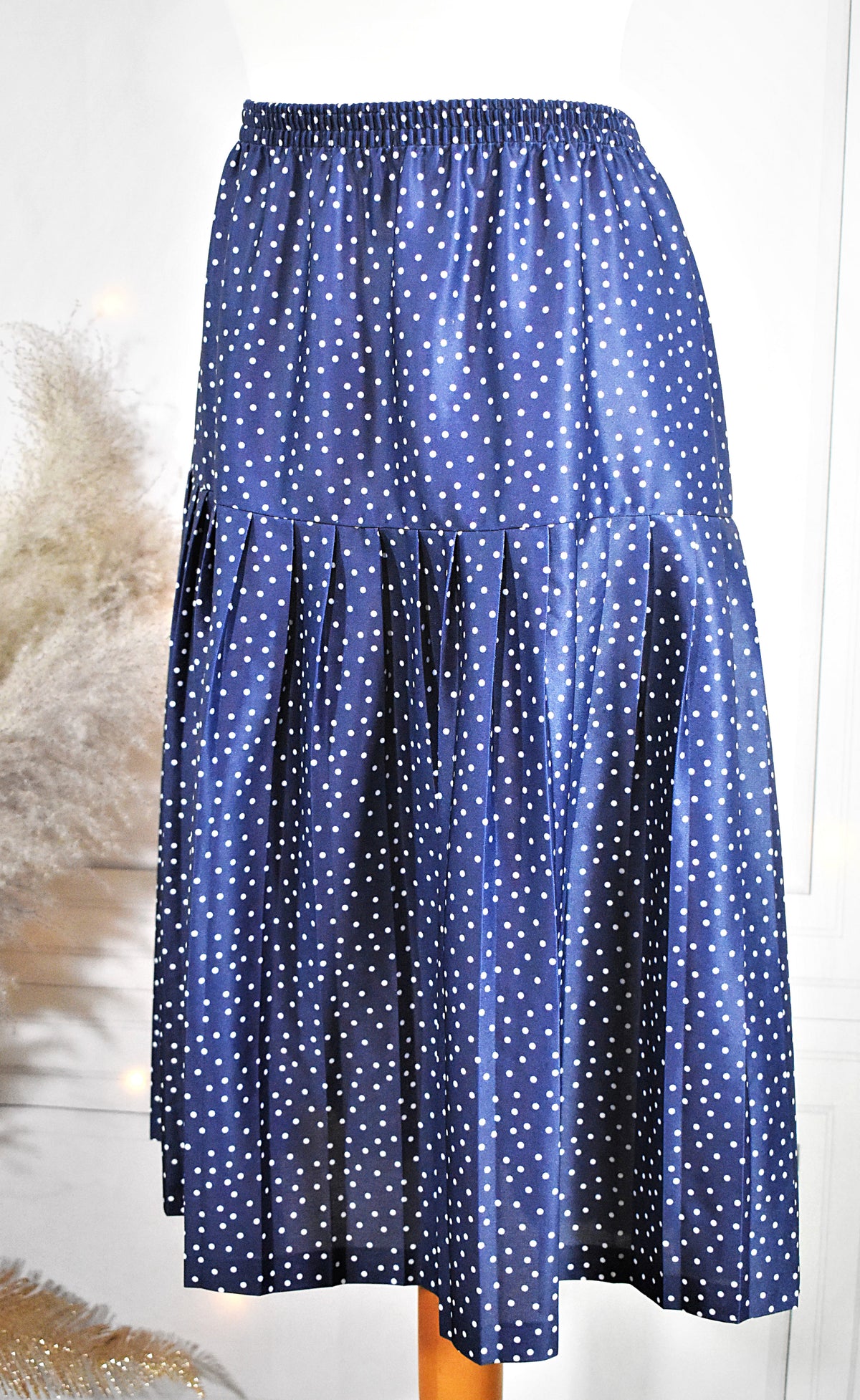 Jupe bleu marine & pois blancs