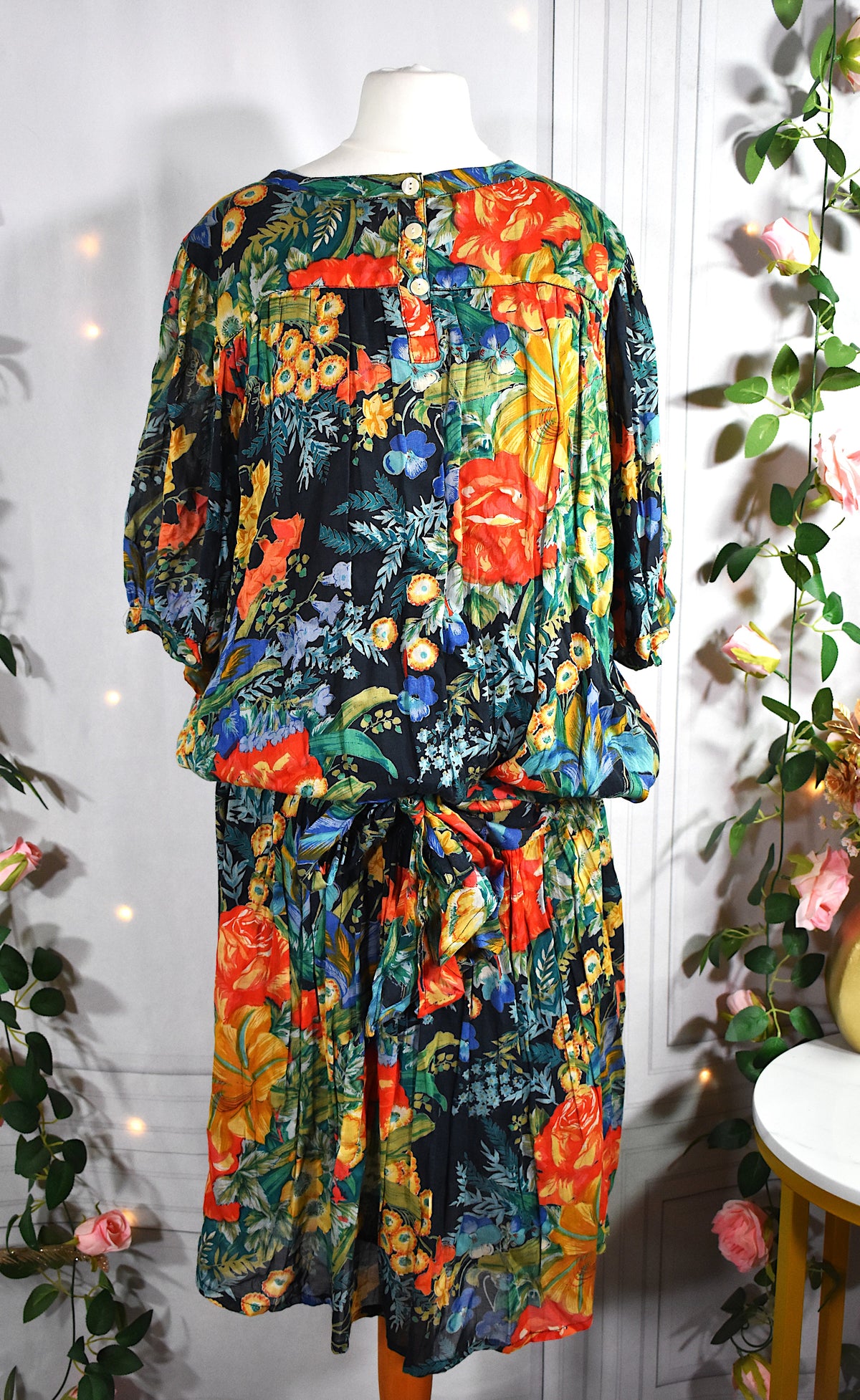 Robe indienne en viscose fleurie