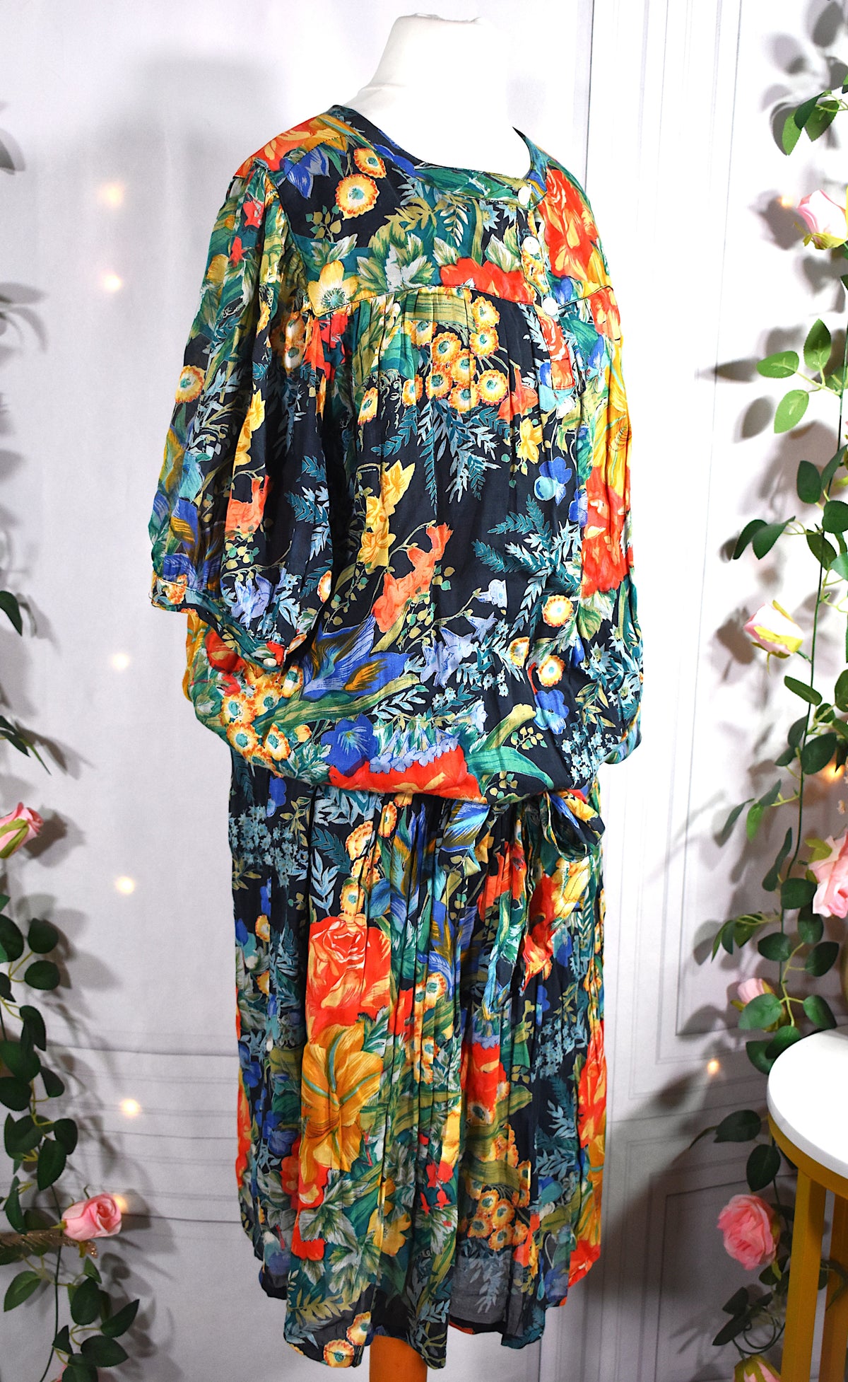 Robe indienne en viscose fleurie