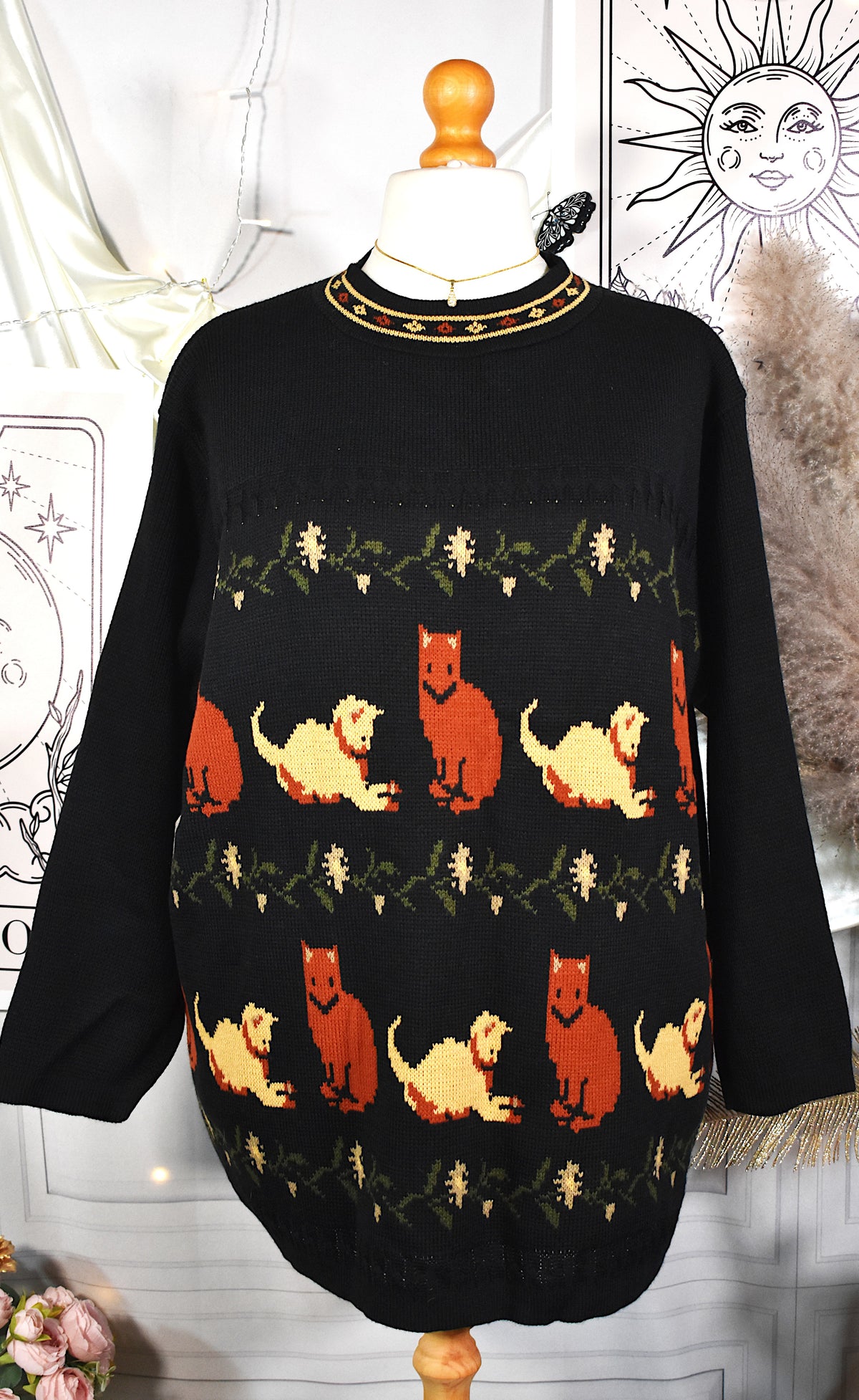 Pull vintage motif chats adorables