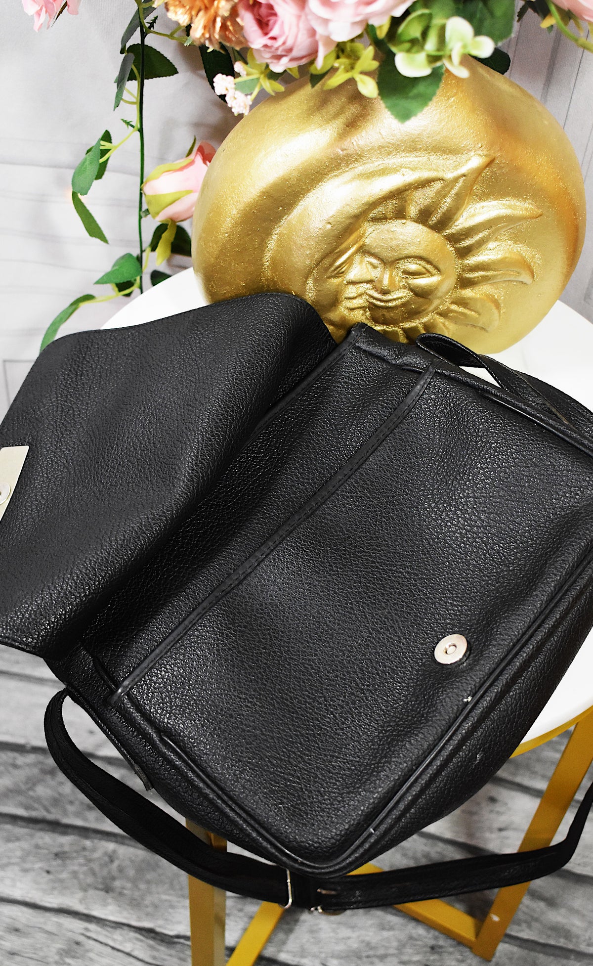 Besace en cuir noir Texier - Main Image