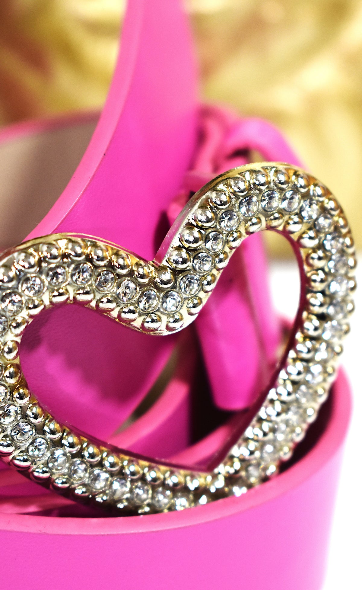 Ceinture en similicuir rose & boucle coeur