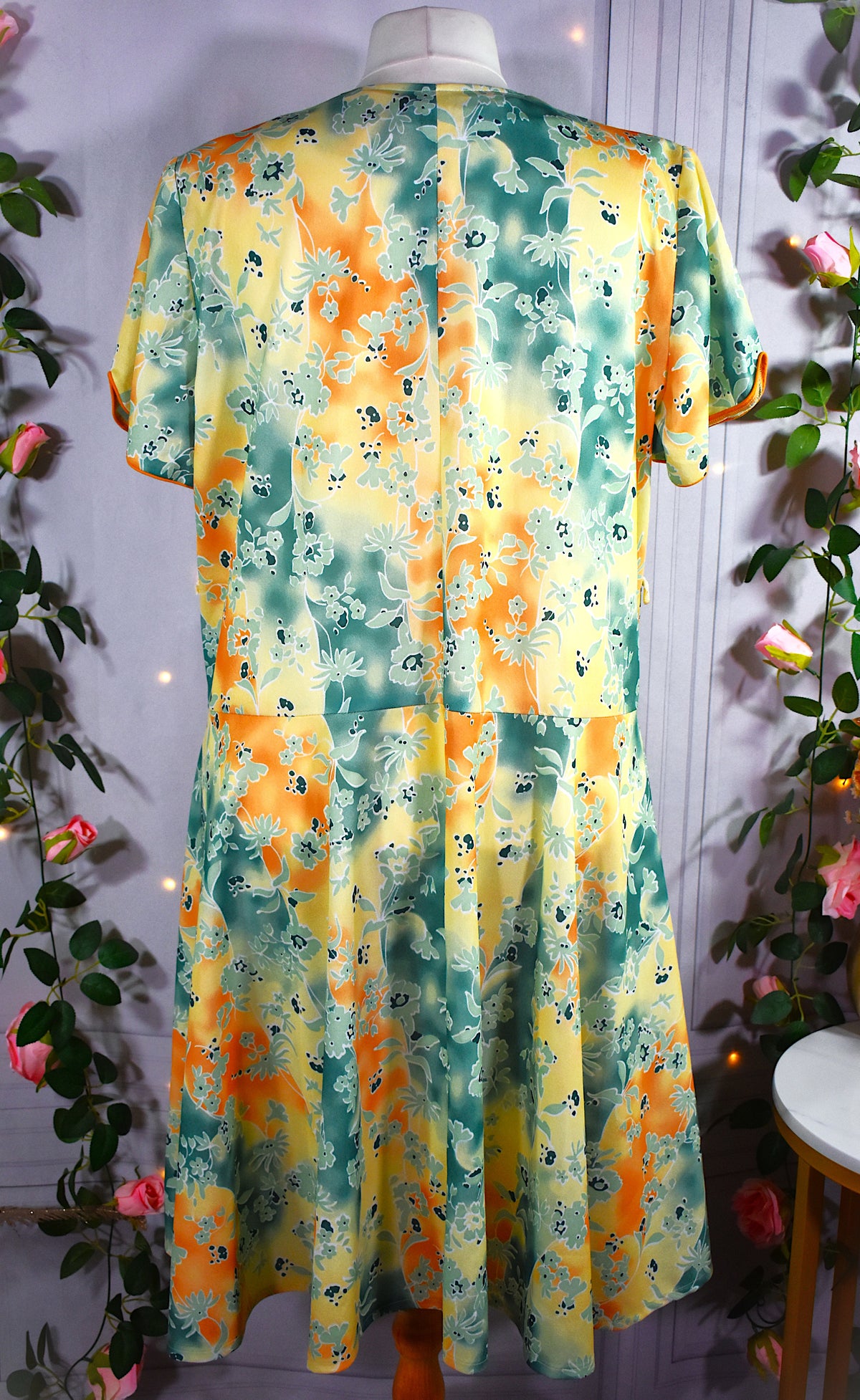 Robe vintage jaune & verte