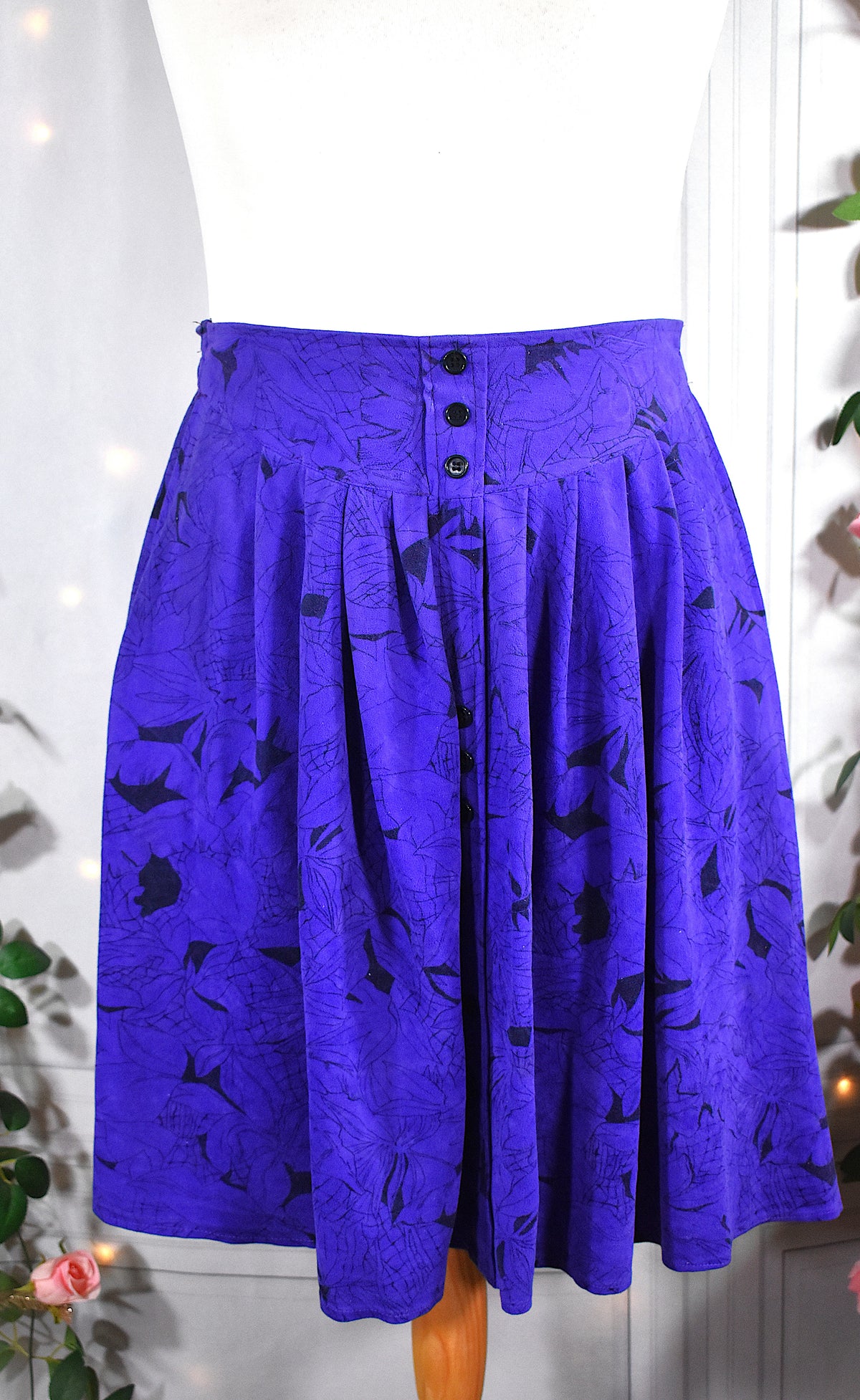 Jupe en velours violet & motifs noirs