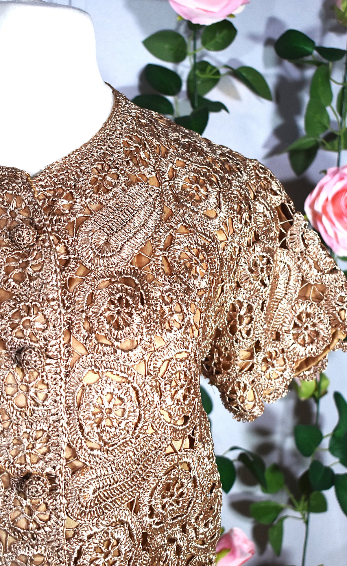 Veste/gilet crochet doré vintage Heftco – Made in Italy