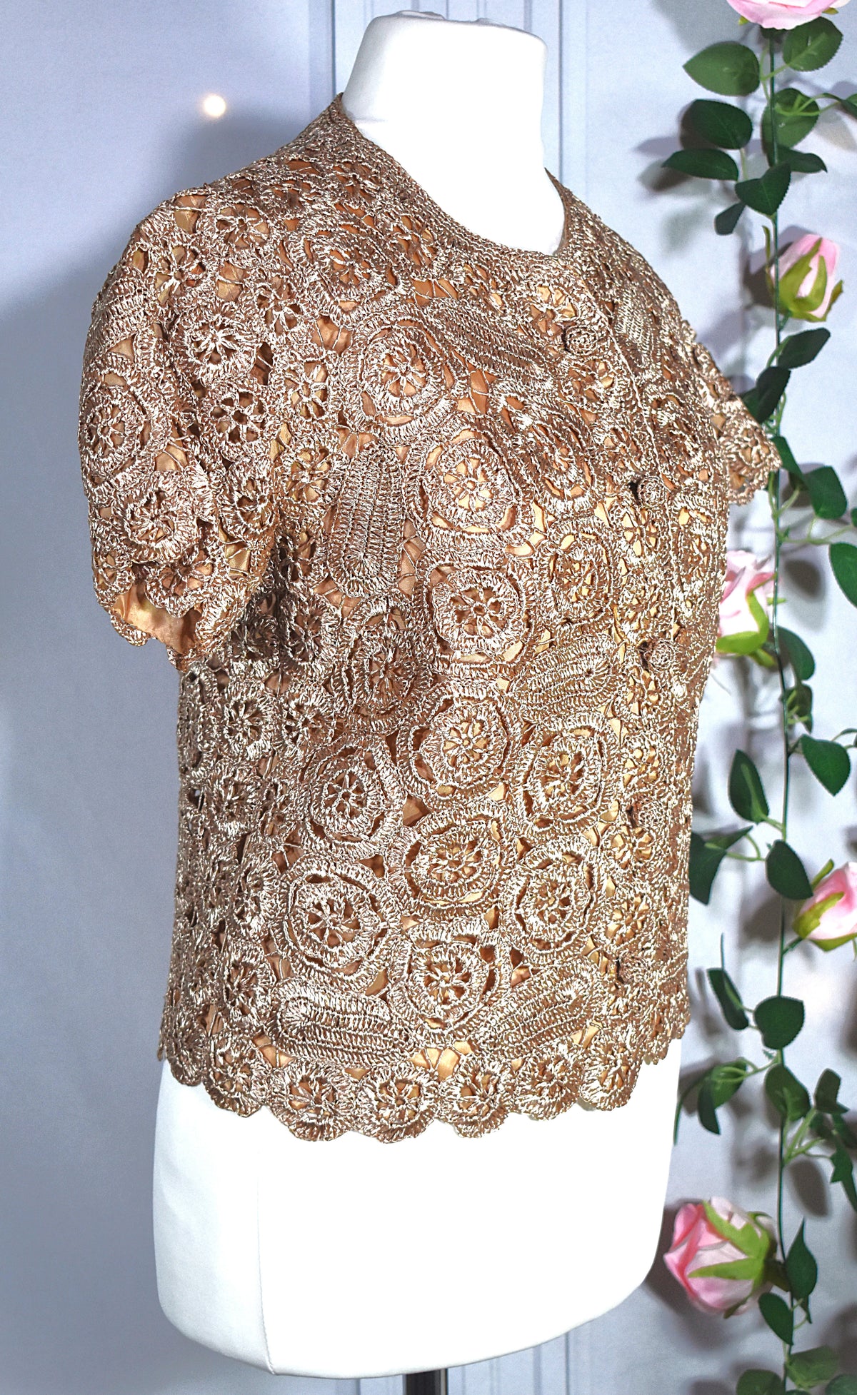 Veste/gilet crochet doré vintage Heftco – Made in Italy