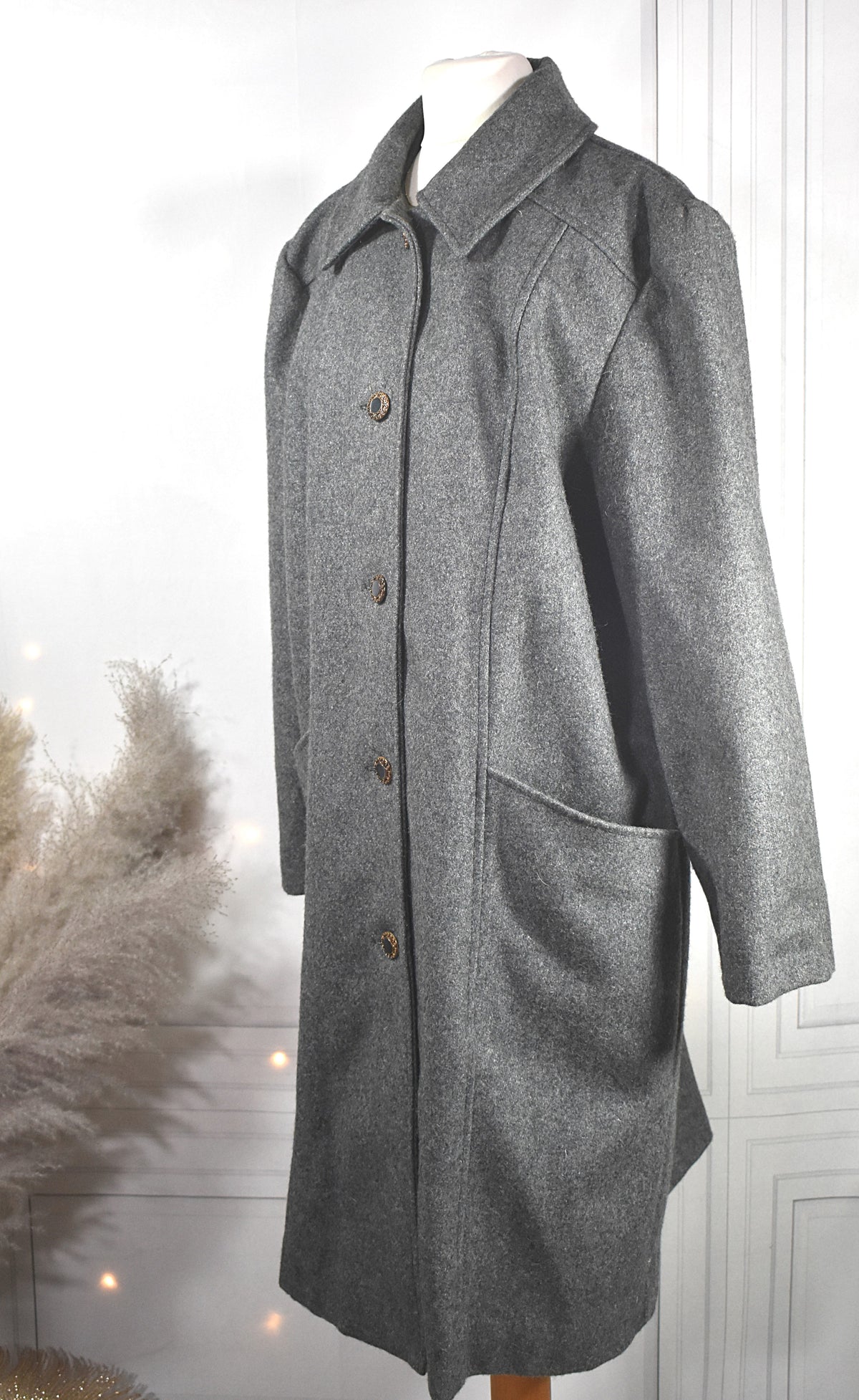 Manteau gris en laine mélangée