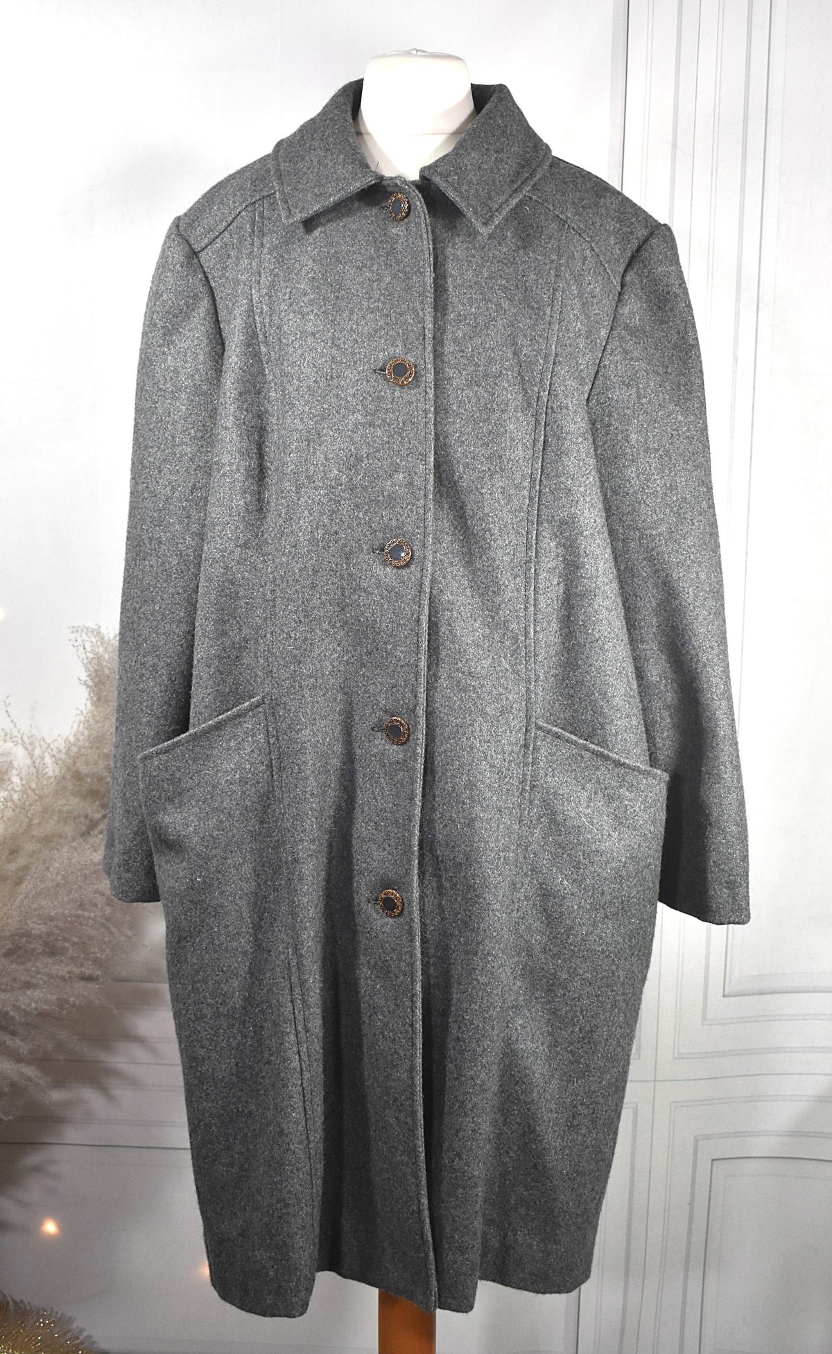 Manteau gris en laine mélangée