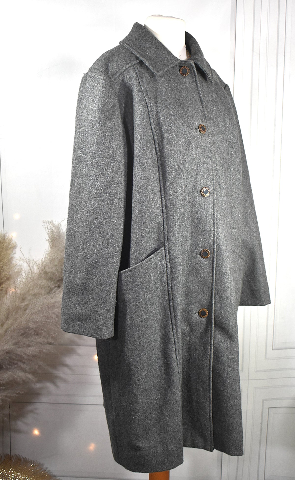 Manteau gris en laine mélangée