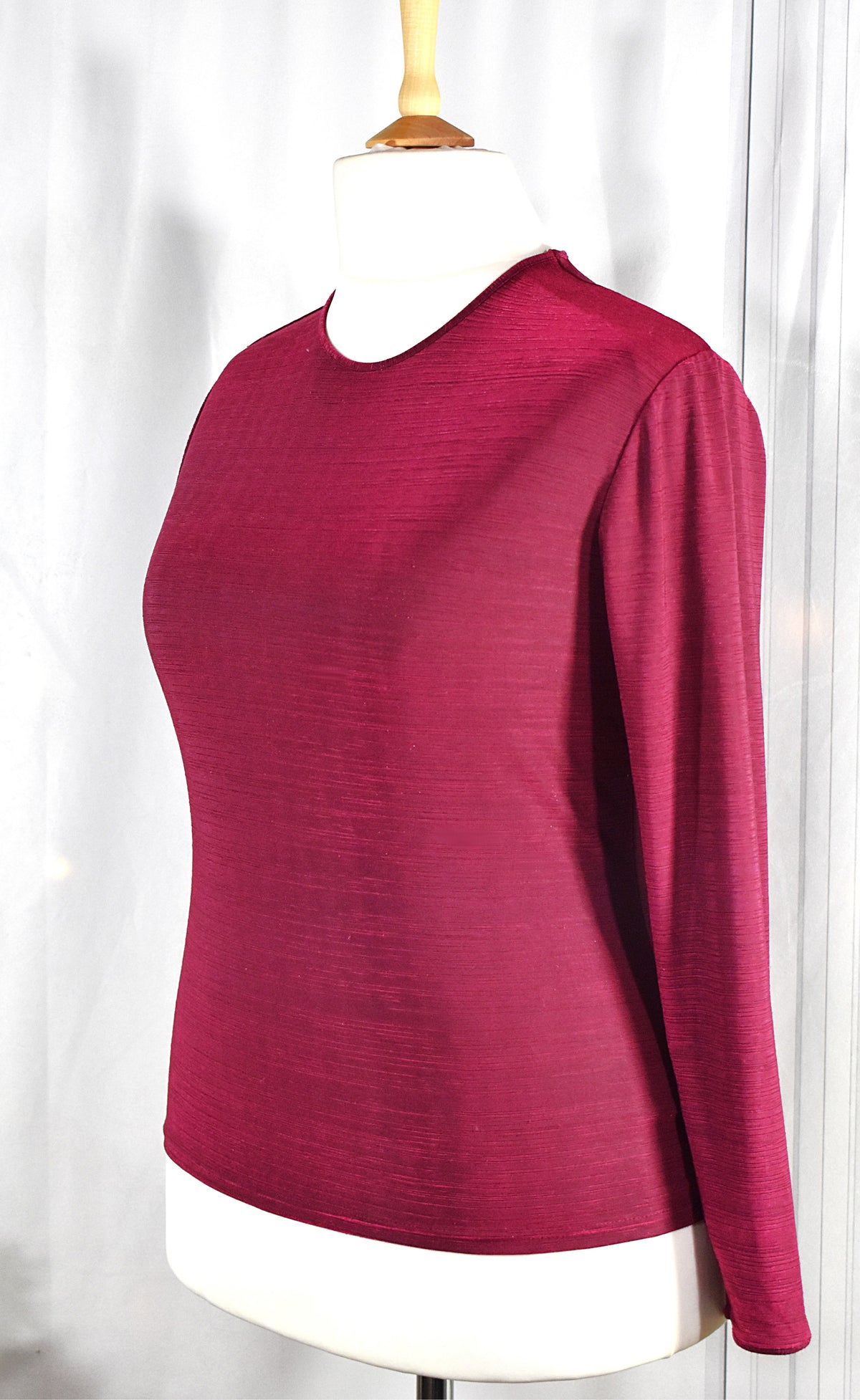 Haut élégant Caroll bordeaux lamé - Made in France