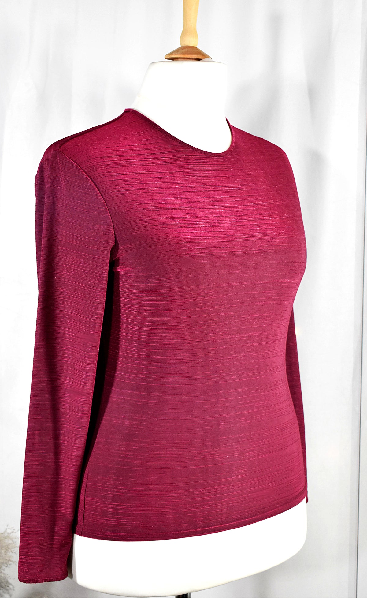 Haut élégant Caroll bordeaux lamé - Made in France