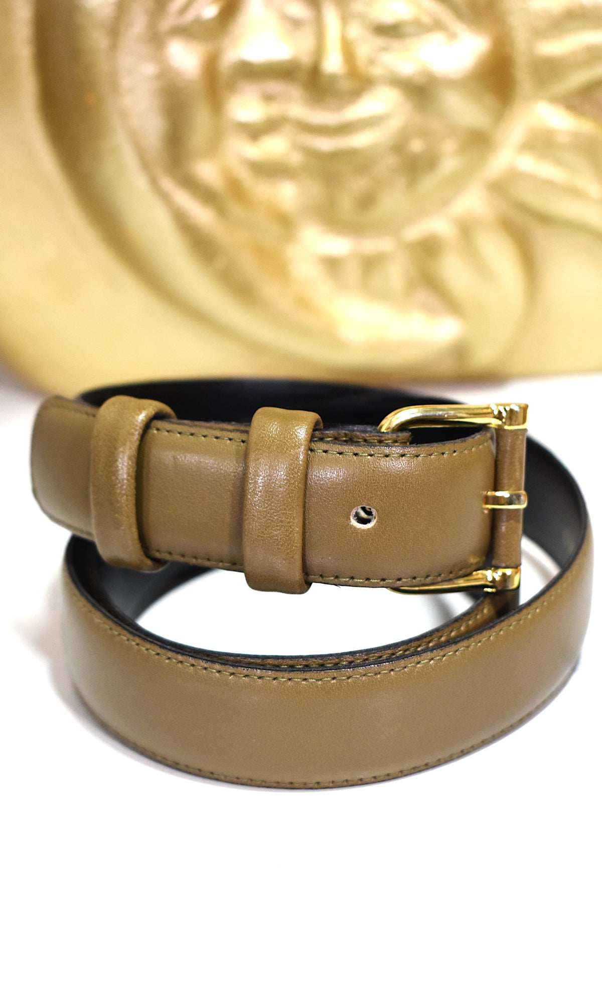 Ceinture en cuir véritable châtaigne