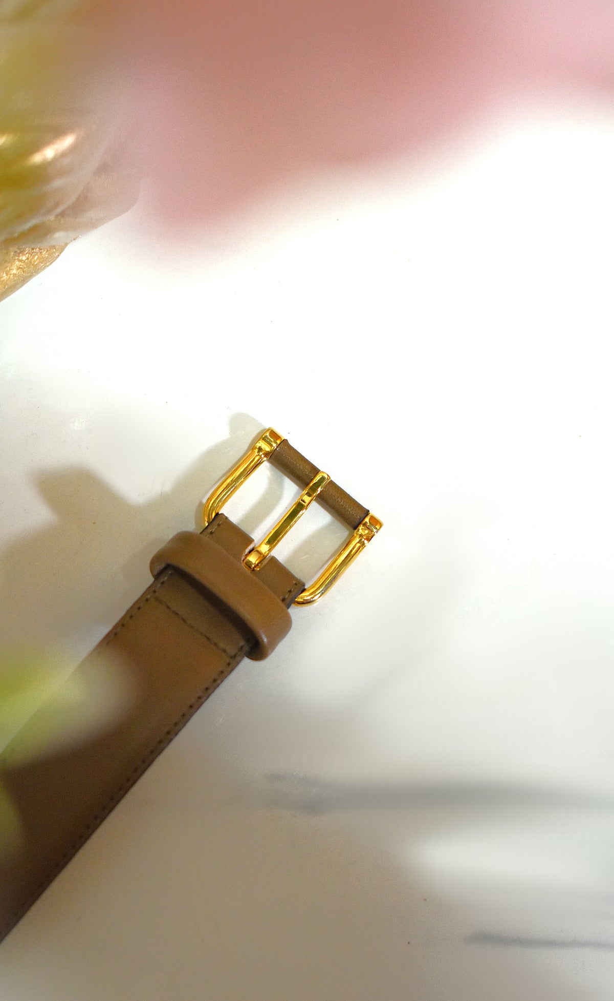 Ceinture en cuir véritable châtaigne