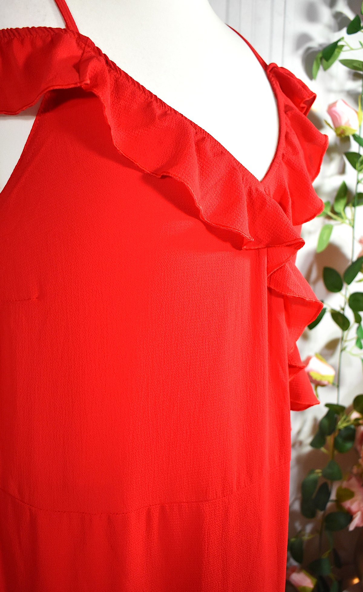 Robe longue rouge portefeuille