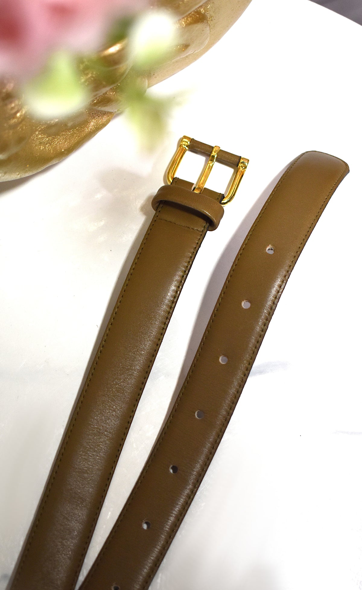 Ceinture en cuir véritable châtaigne