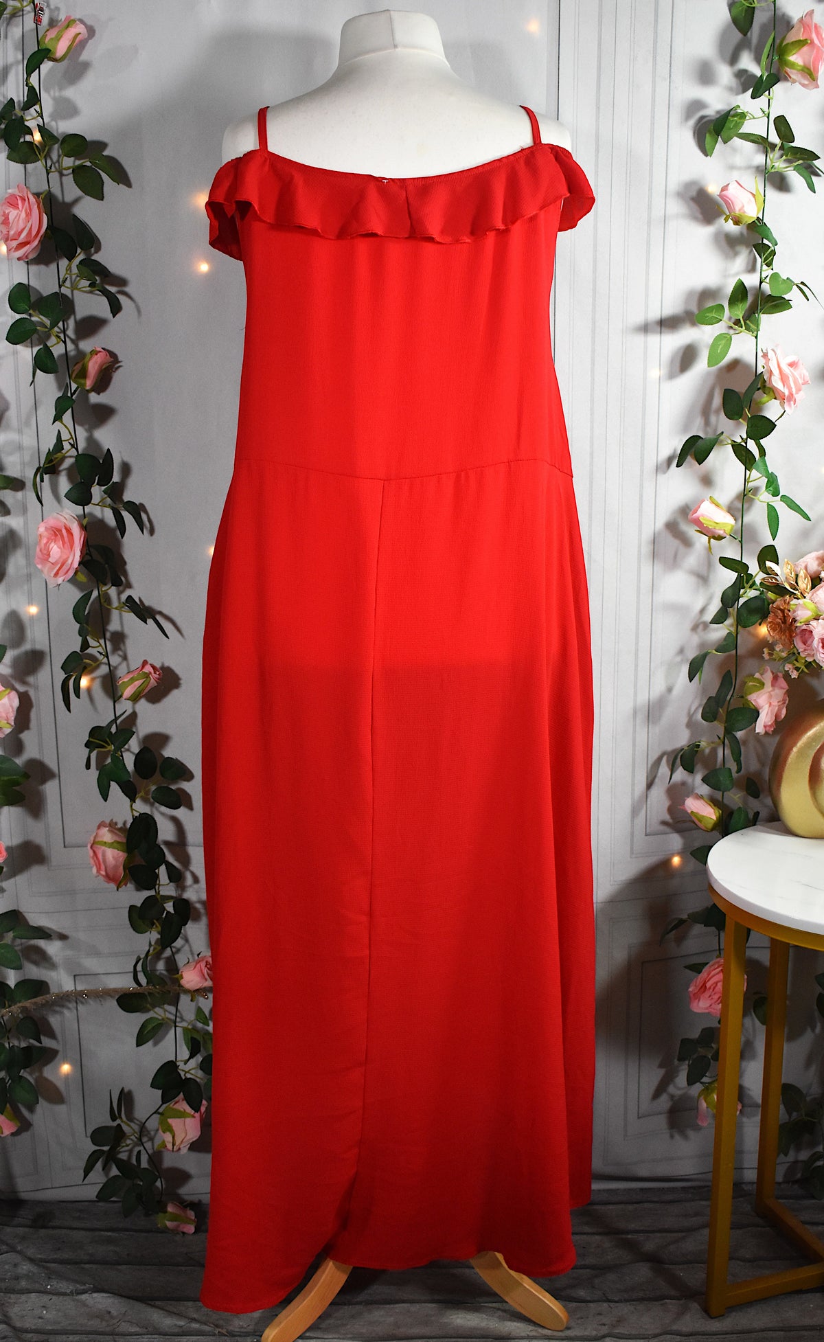 Robe longue rouge portefeuille