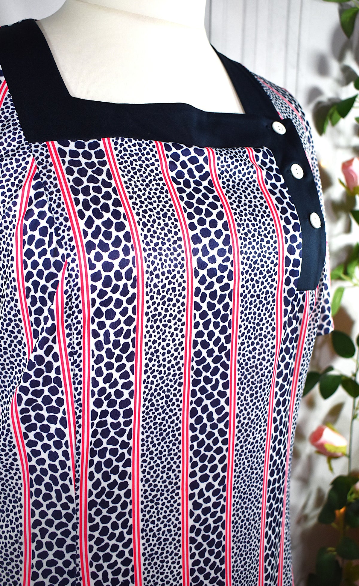 Robe vintage rayures roses & motifs animaliers