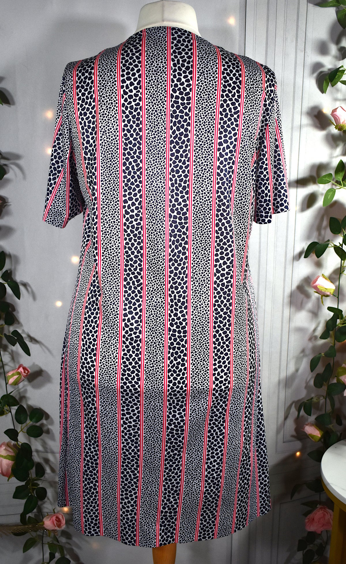 Robe vintage rayures roses & motifs animaliers