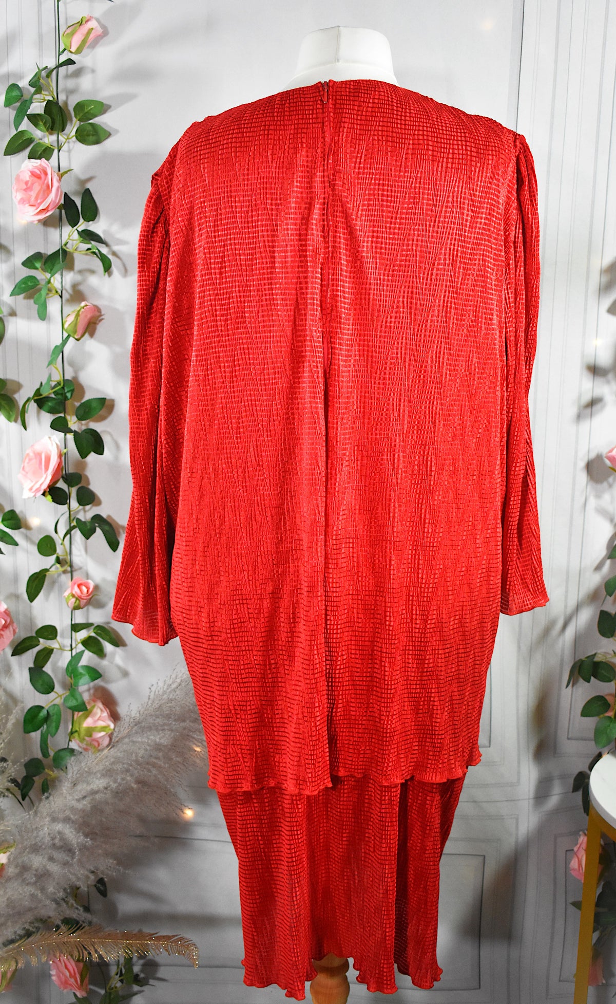 Robe 2en1 effet froissé rouge