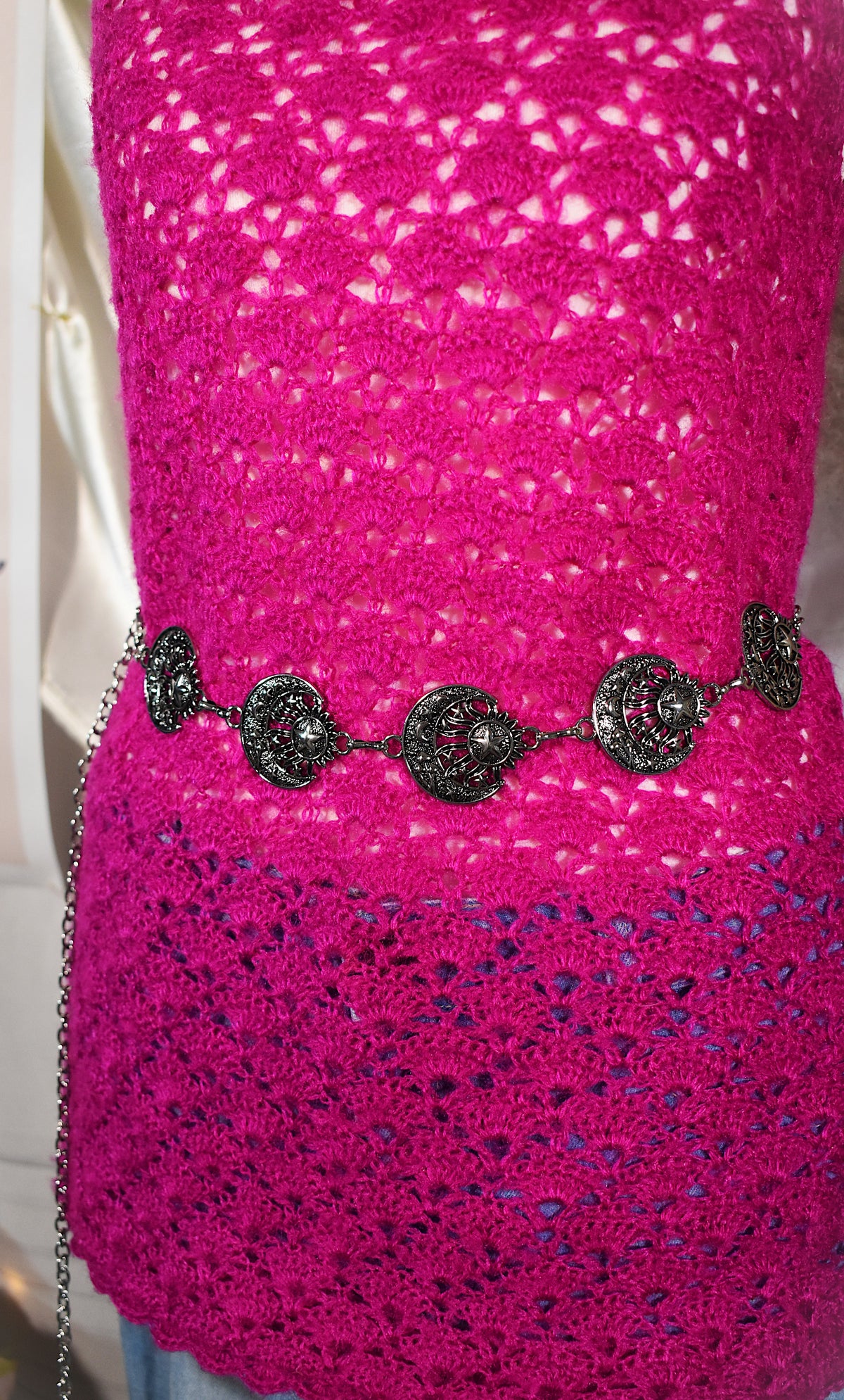 Top crochet fait main fuchsia