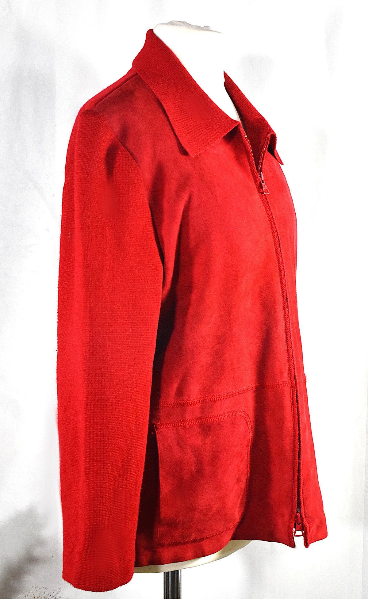 Veste cuir et laine rouge vintage Devernois