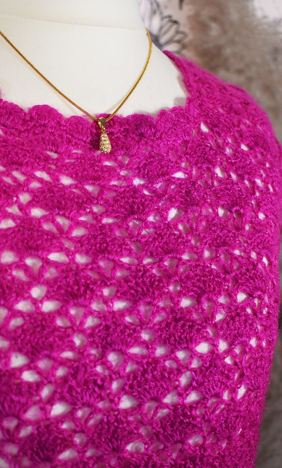 Top crochet fait main fuchsia
