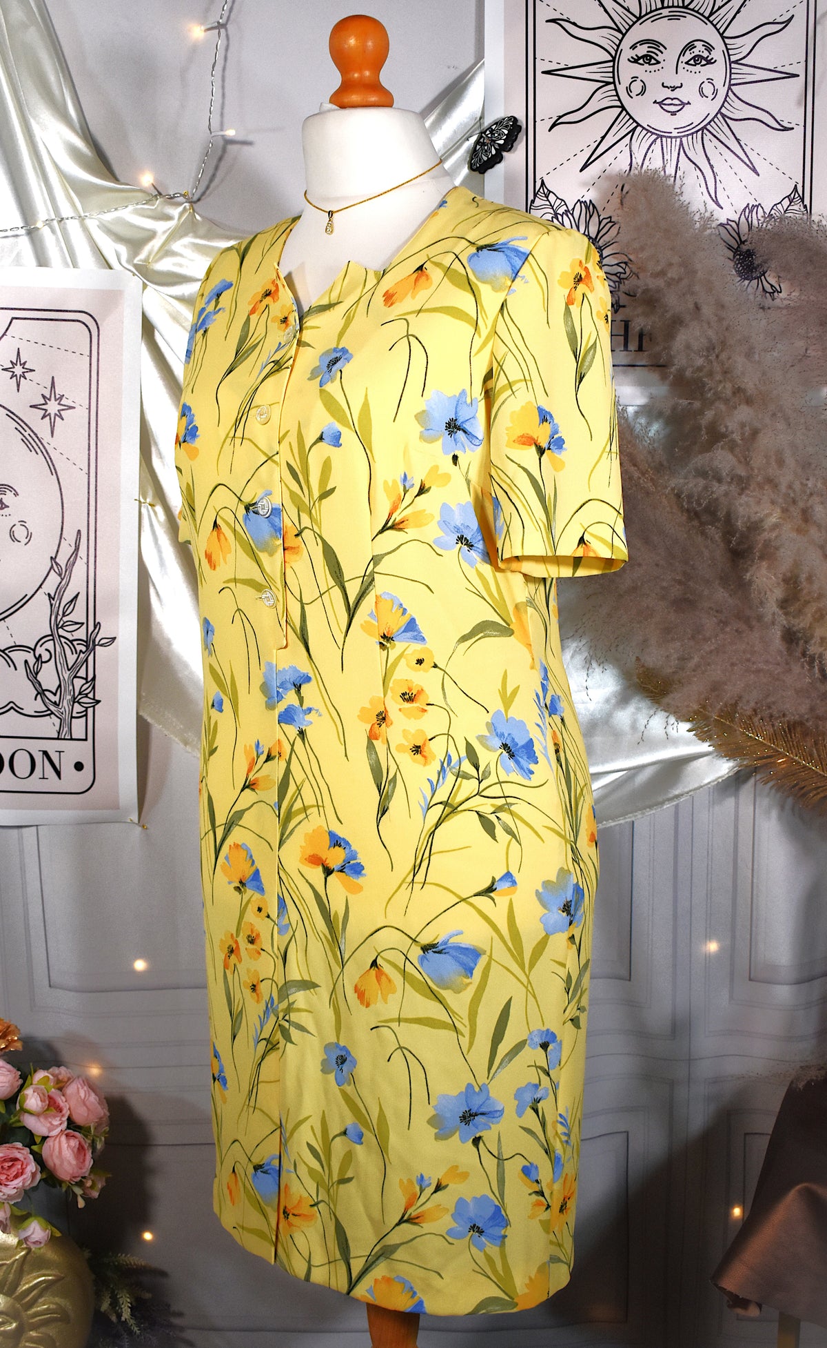 Robe jaune fluide imprimé floral
