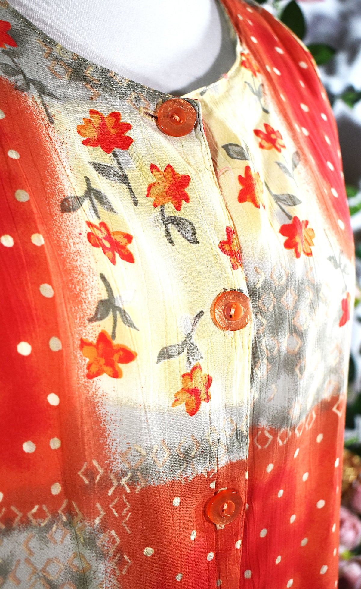 Chemise en viscose effet fripé orange & jaune