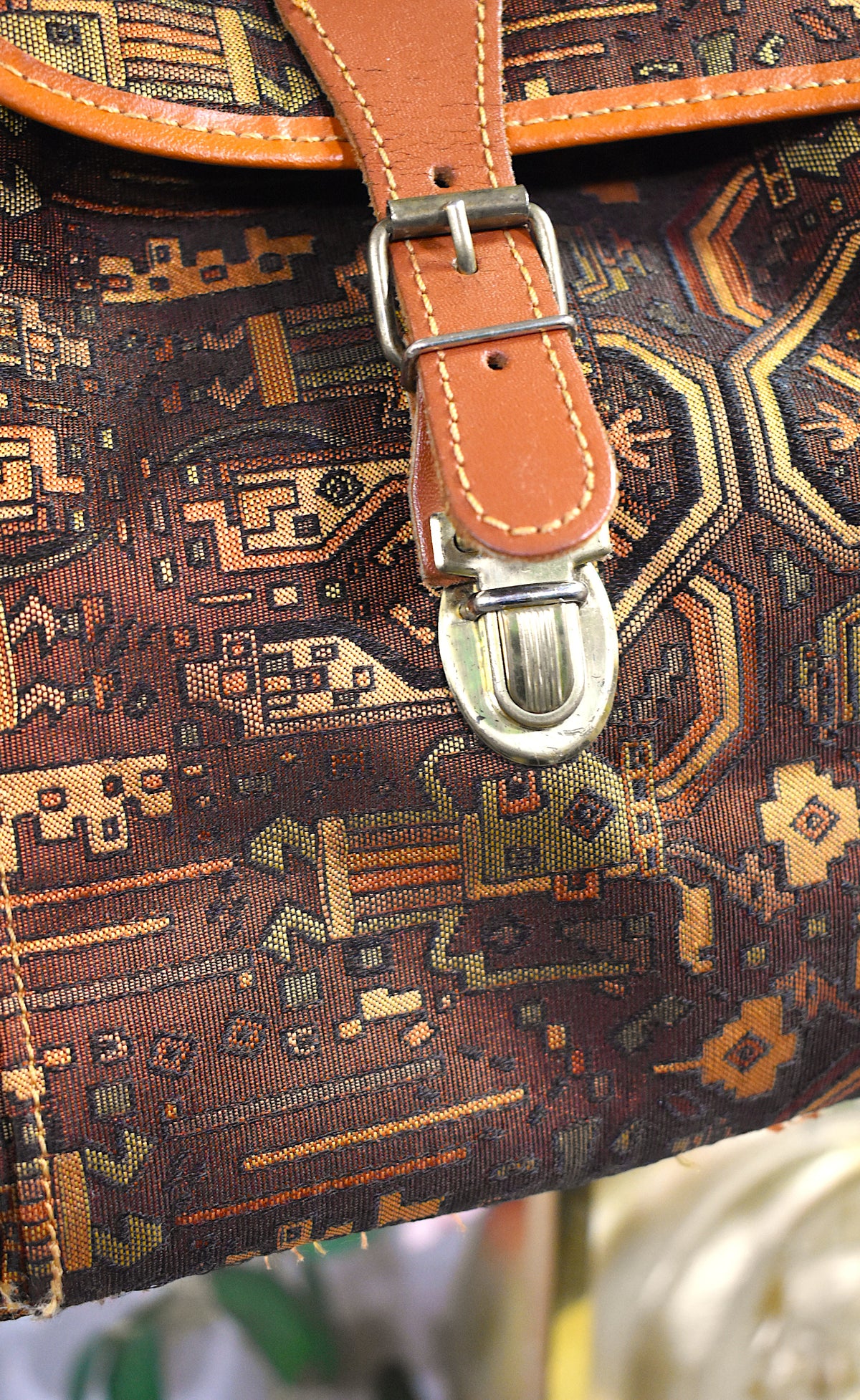 Cartable en tissu & cuir
