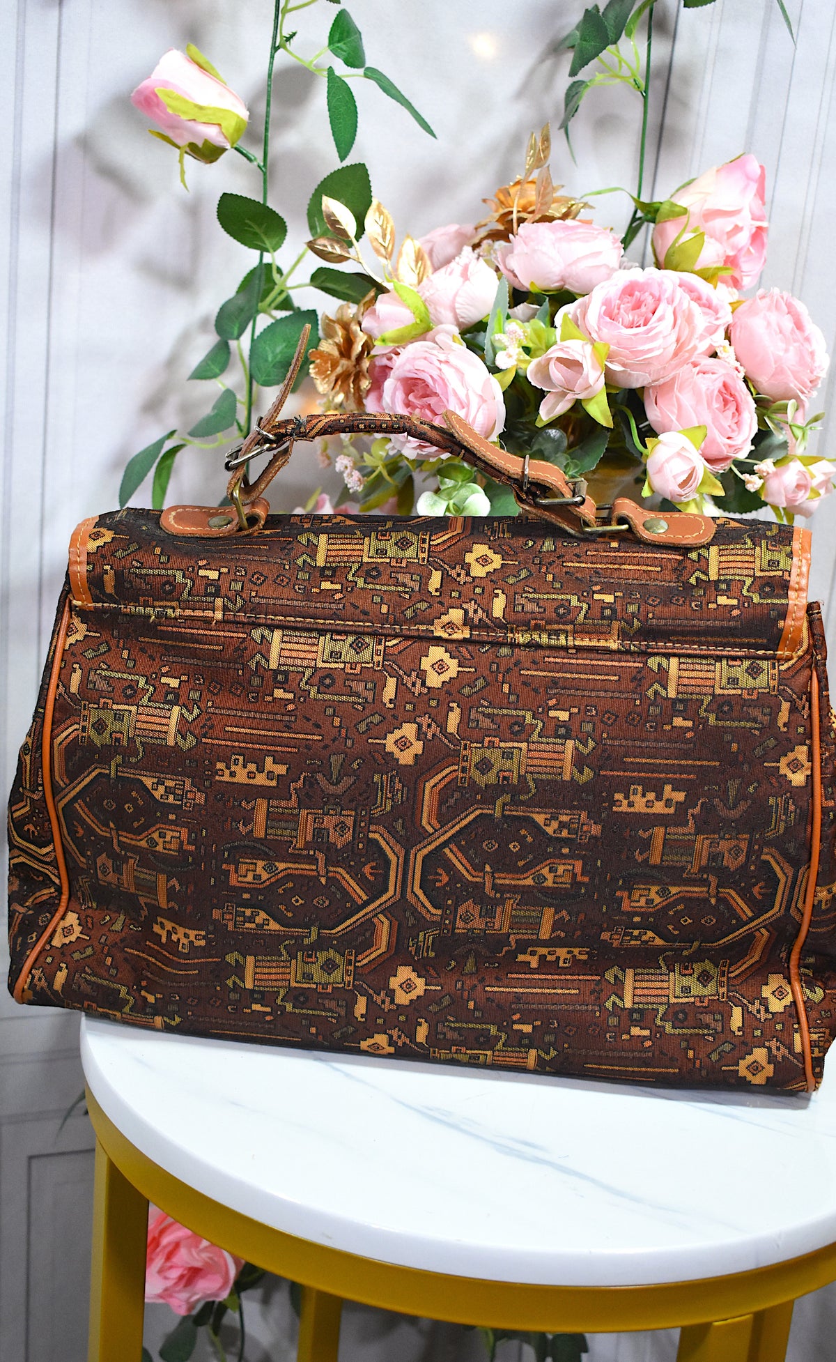 Cartable en tissu & cuir