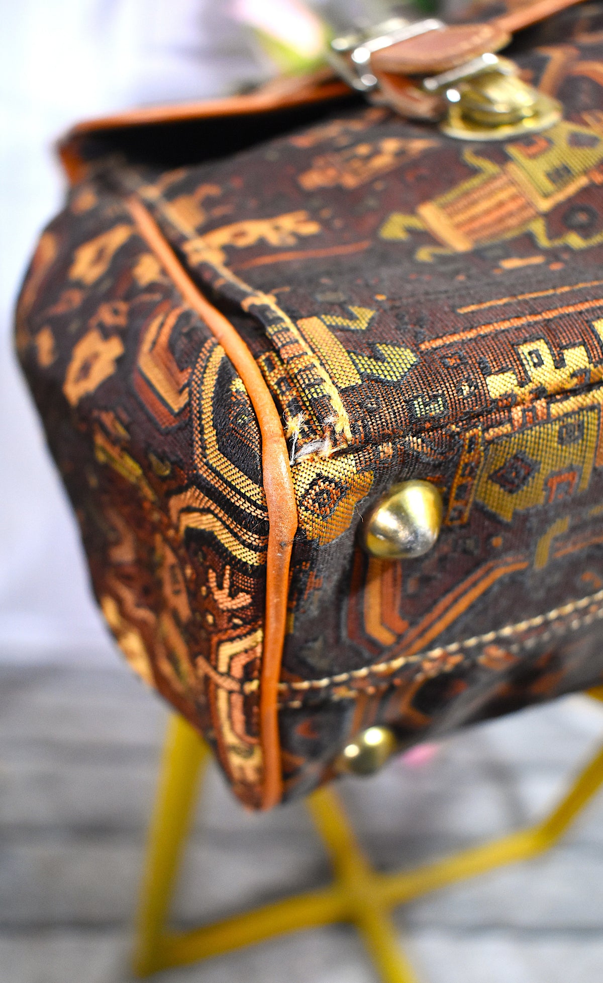 Cartable en tissu & cuir