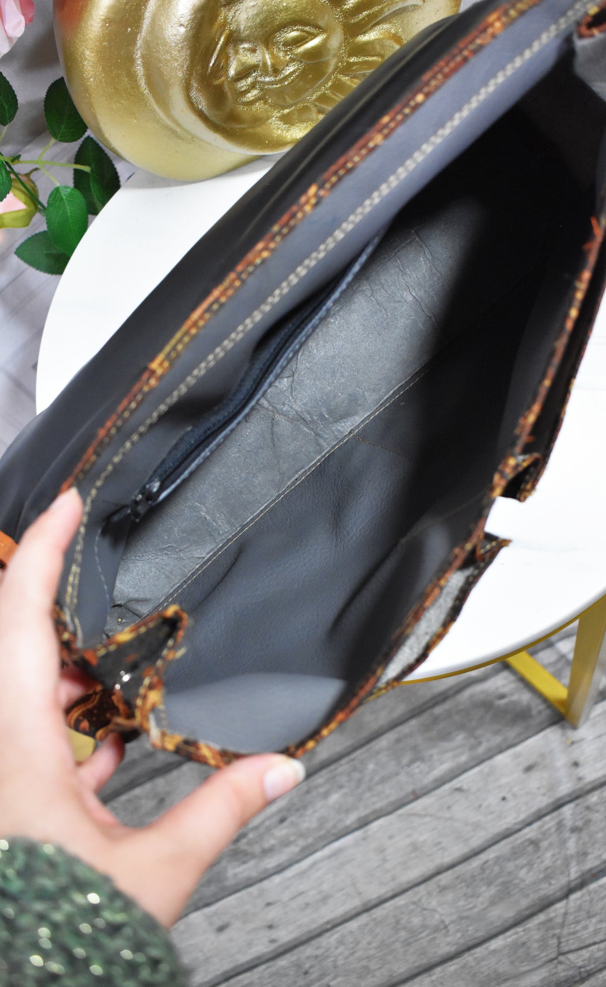 Cartable en tissu & cuir