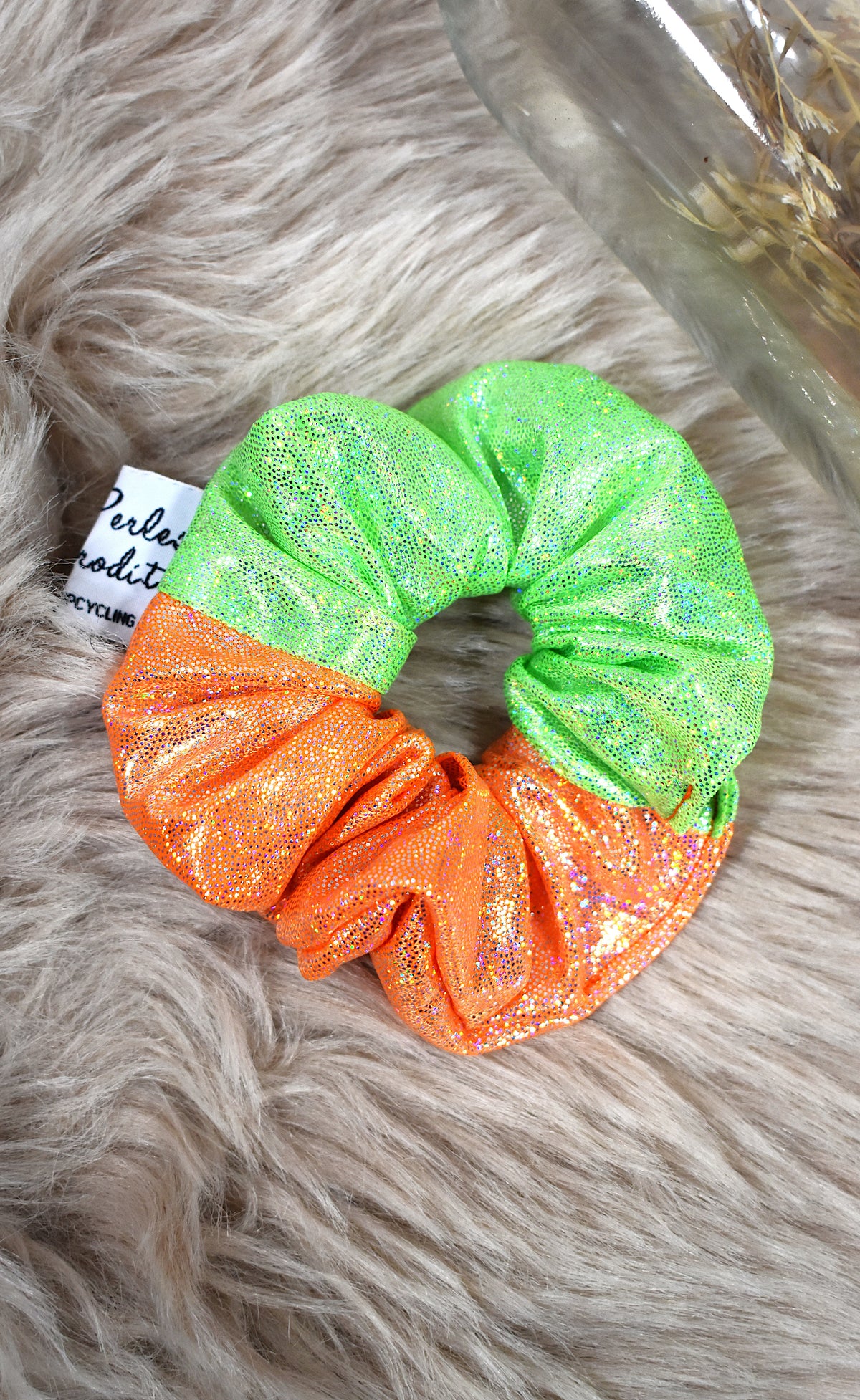 Chouchou bicolore orange & vert