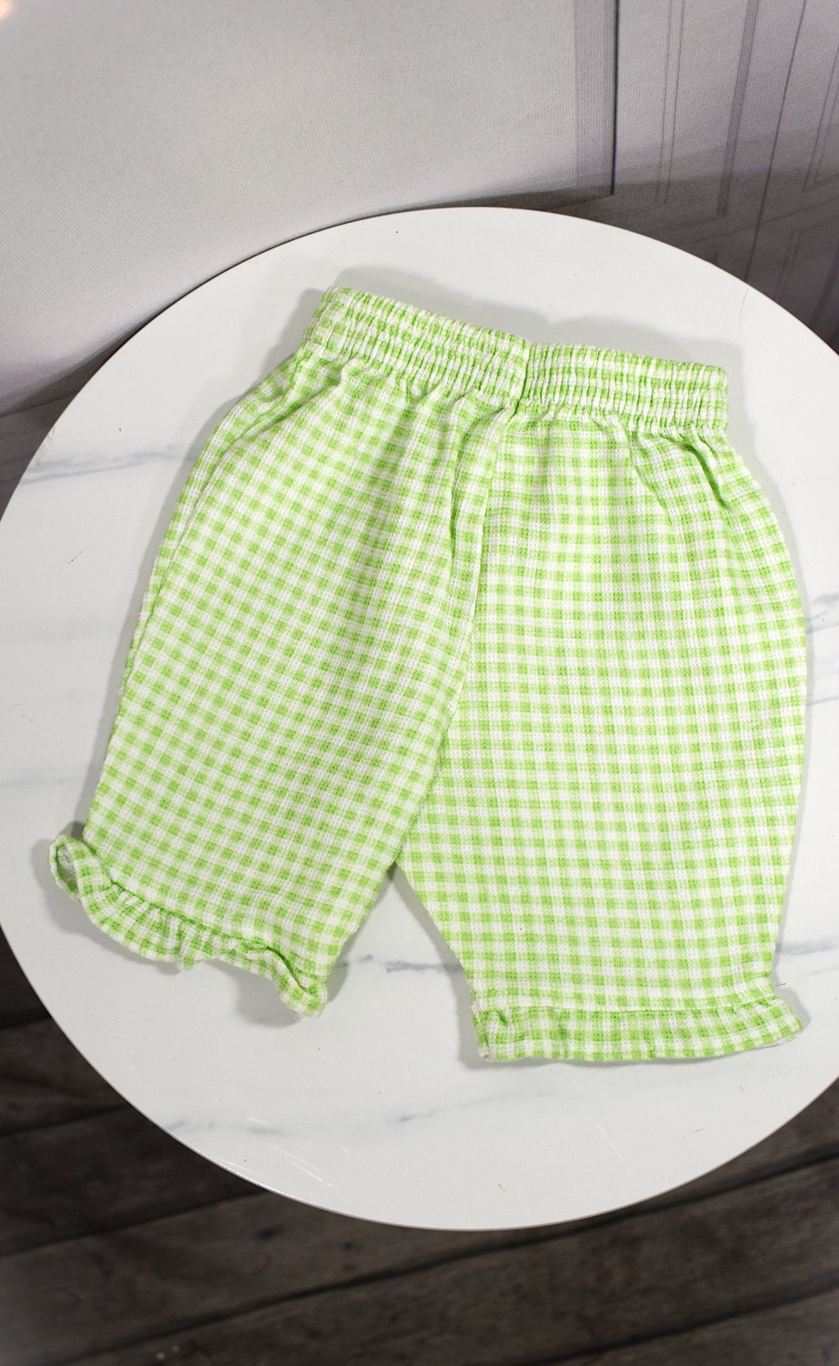 Pantalon vichy vert pomme
