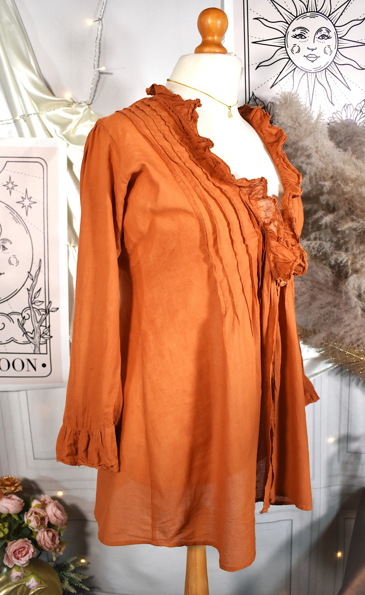 Surchemise bohème terracotta à volants