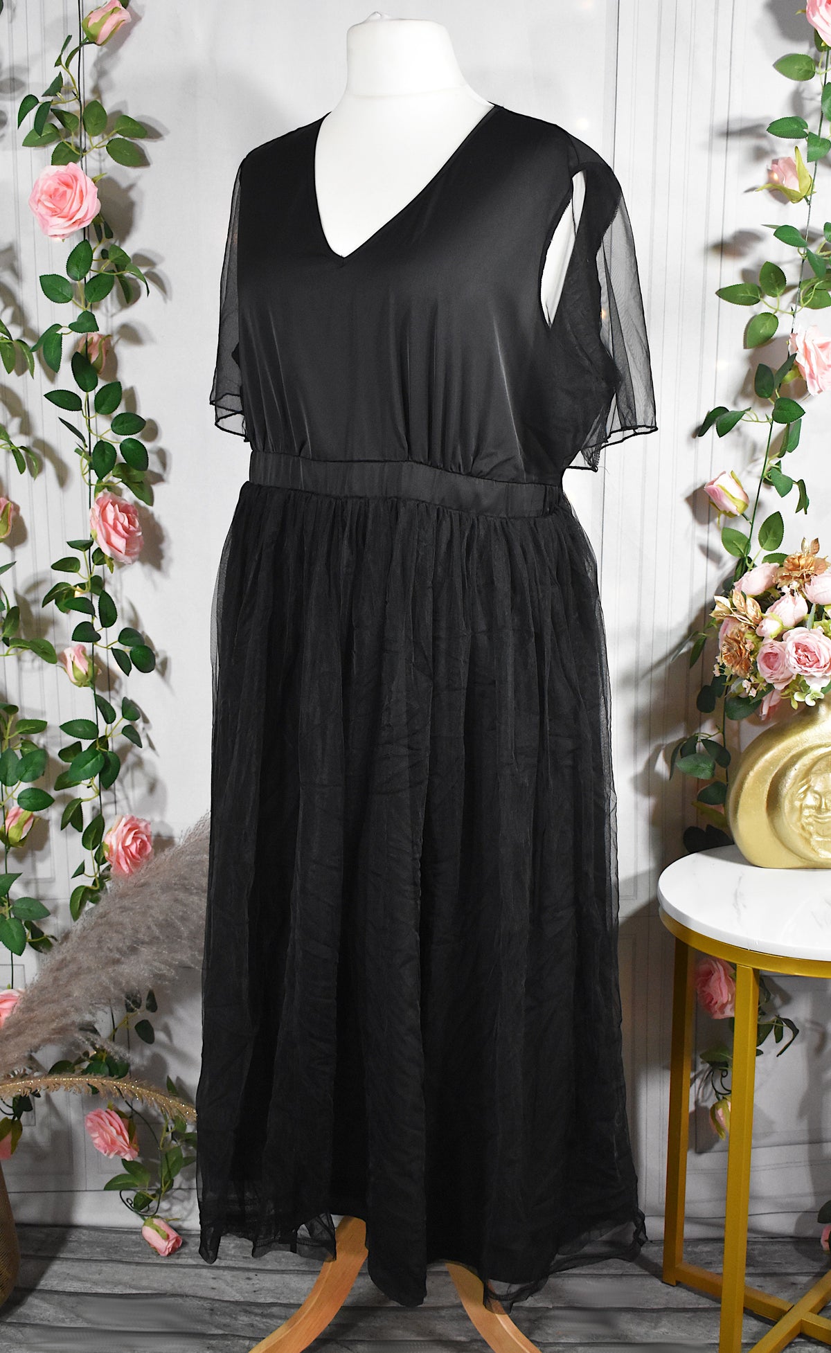 Robe mousseline noire unie