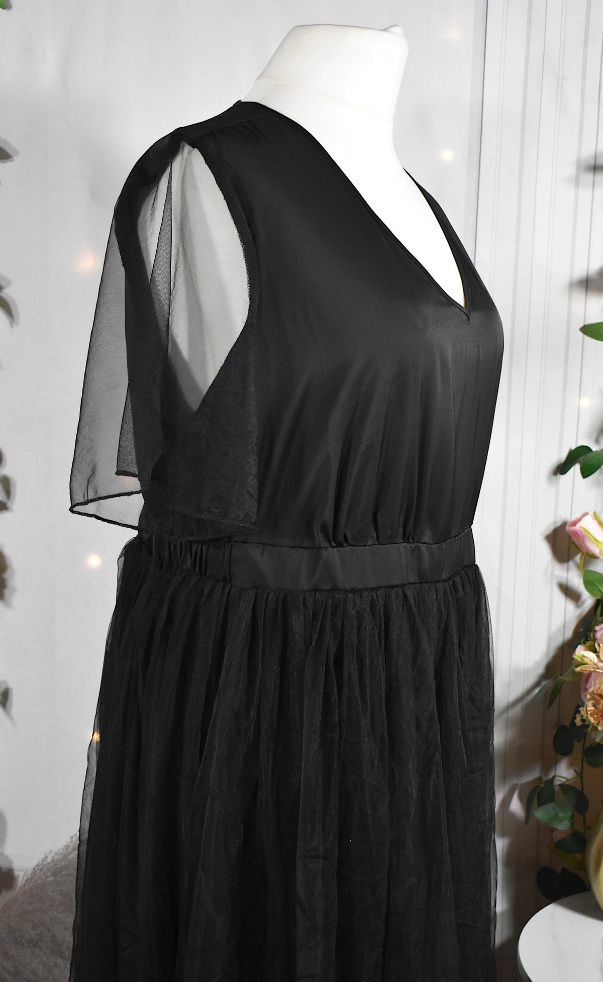 Robe mousseline noire unie