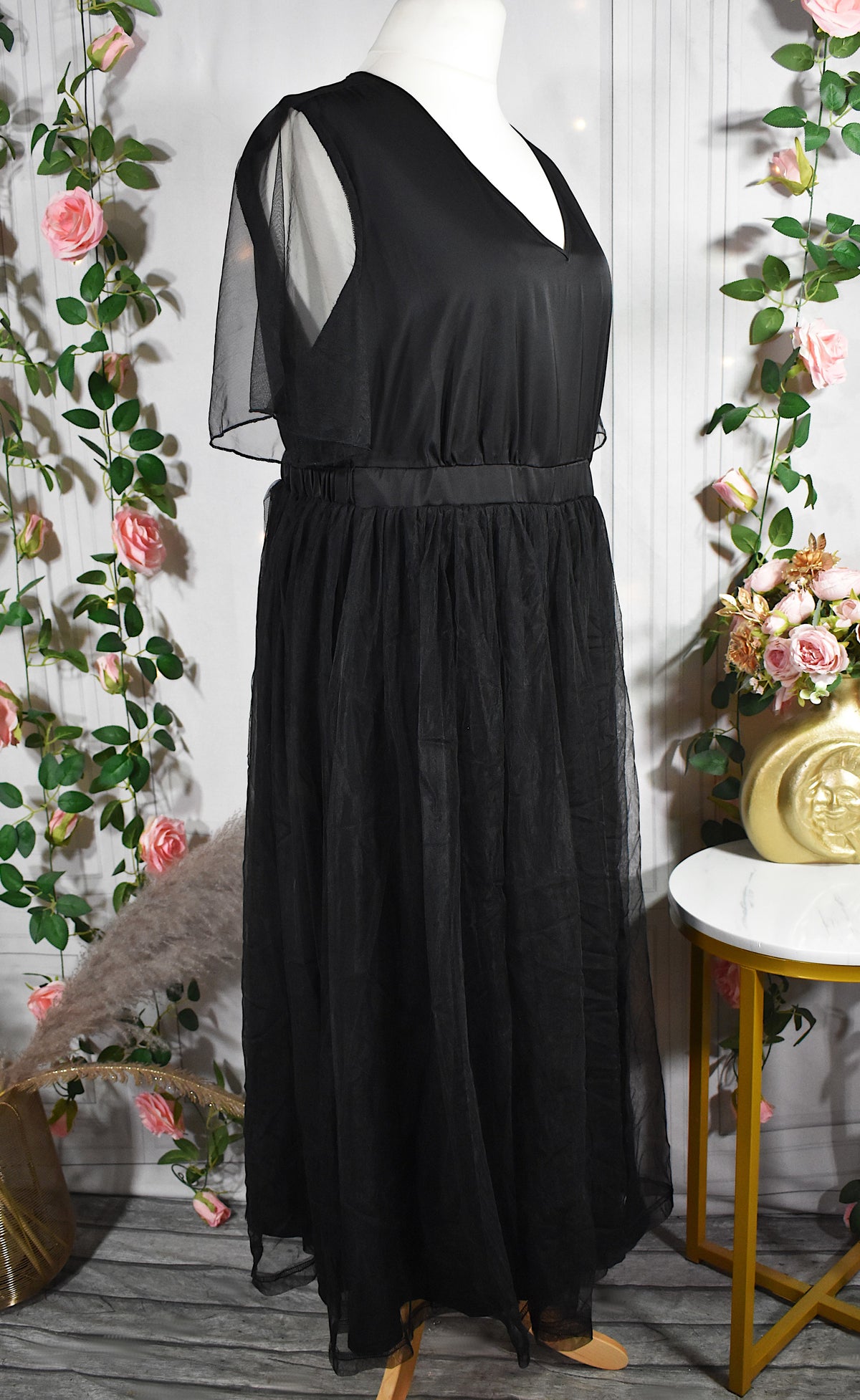 Robe mousseline noire unie