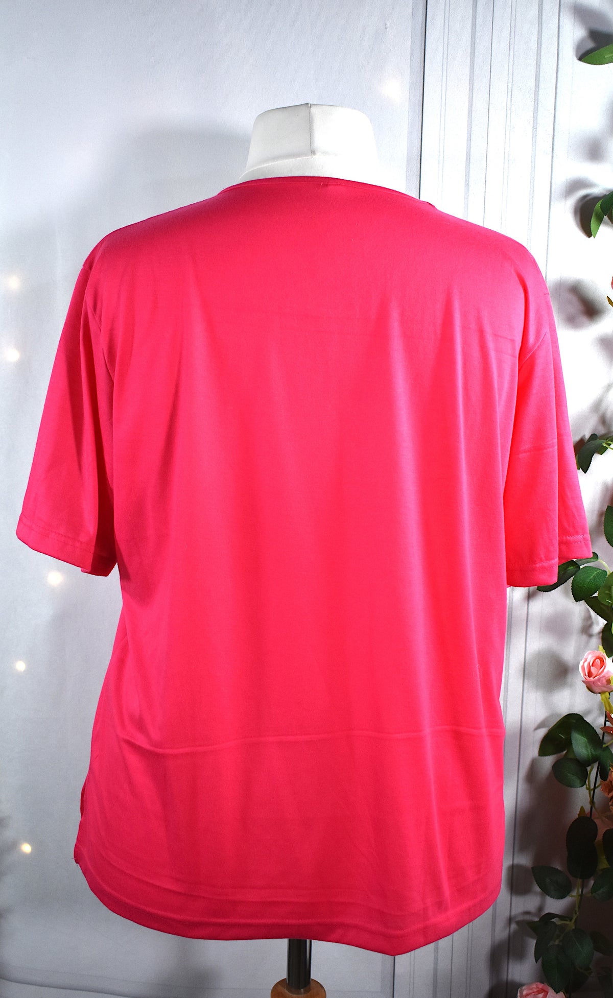 T-shirt fuchsia brodé