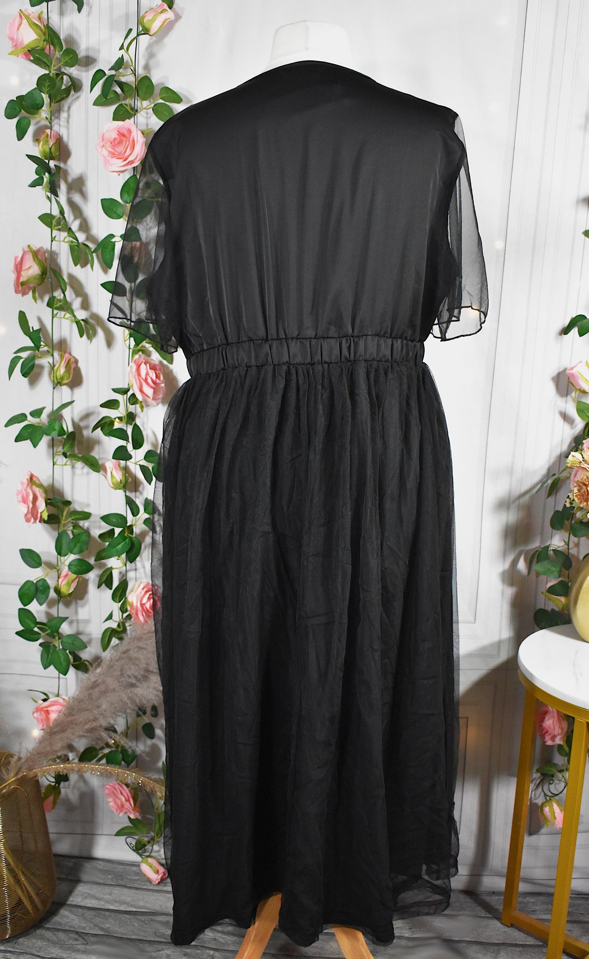 Robe mousseline noire unie