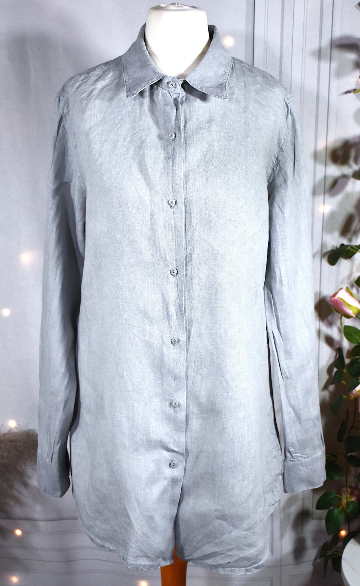 Chemise en lin gris-bleuté