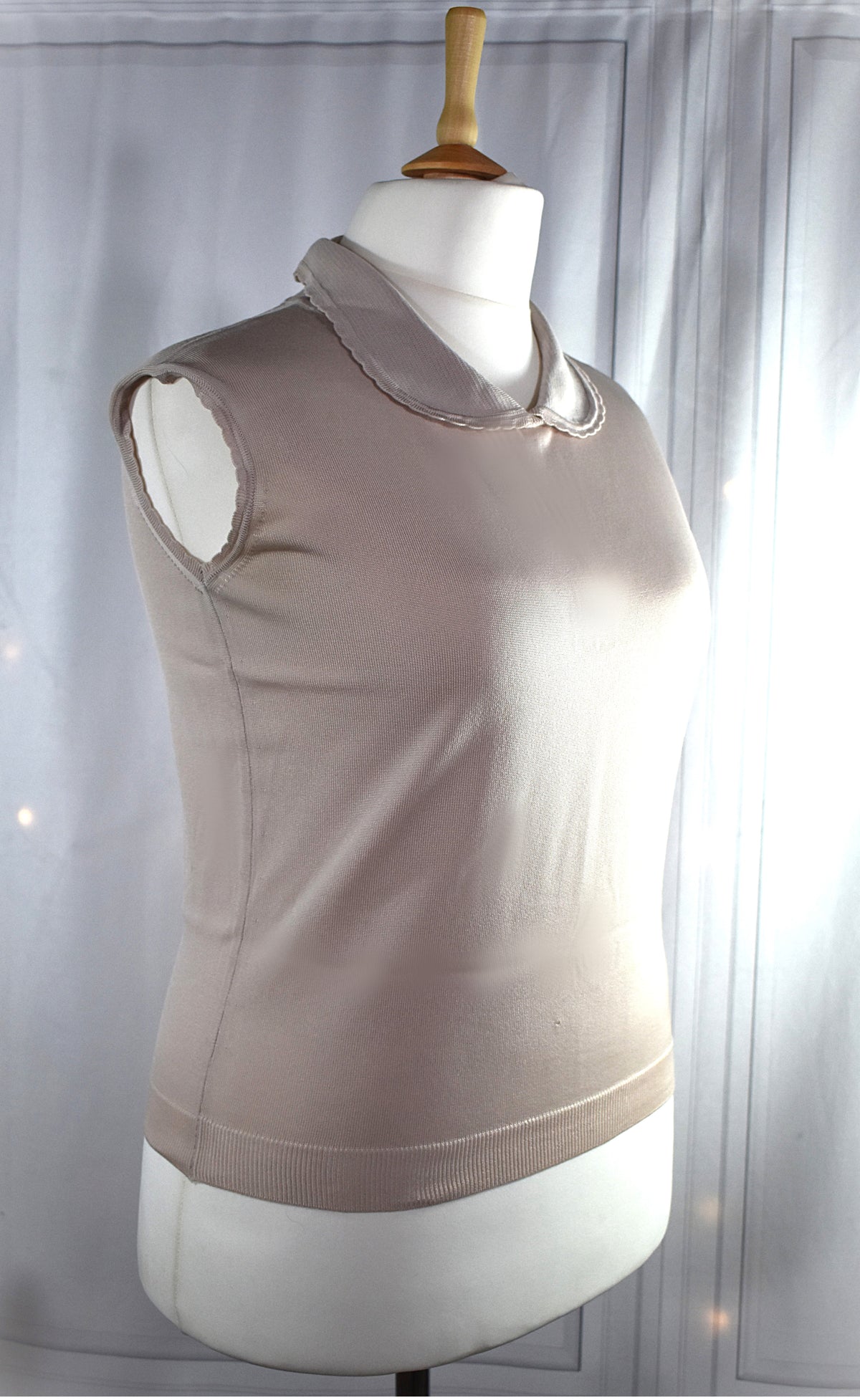 Top beige col claudine