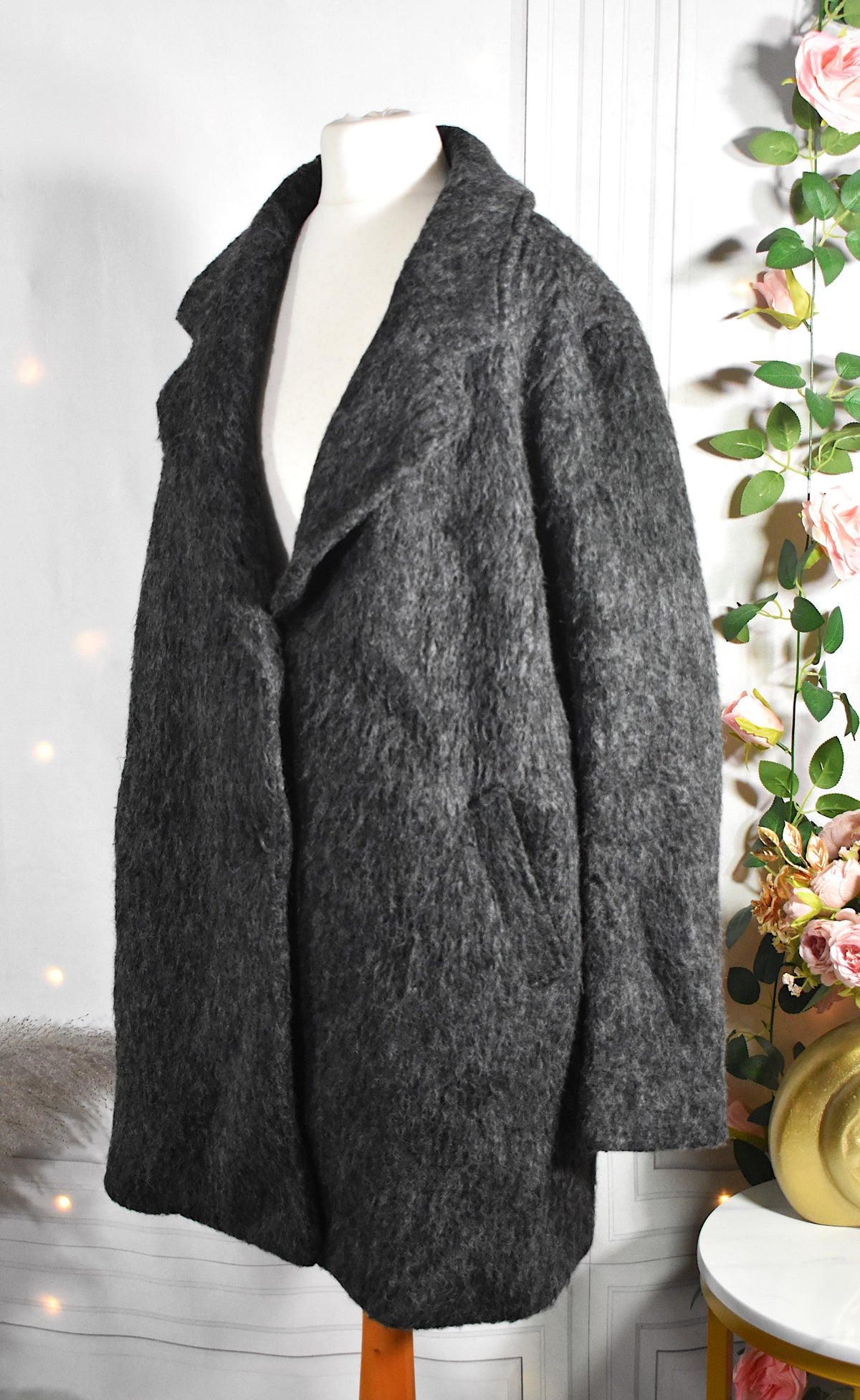 Manteau oversize laine mélangée gris