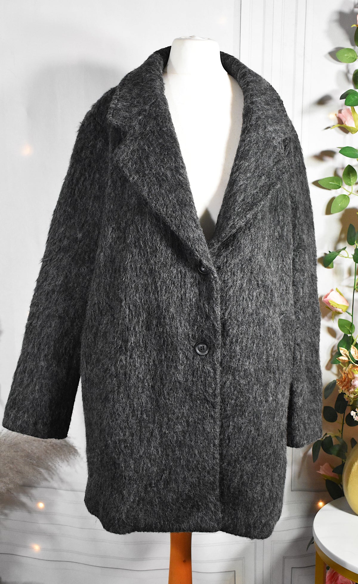 Manteau oversize laine mélangée gris